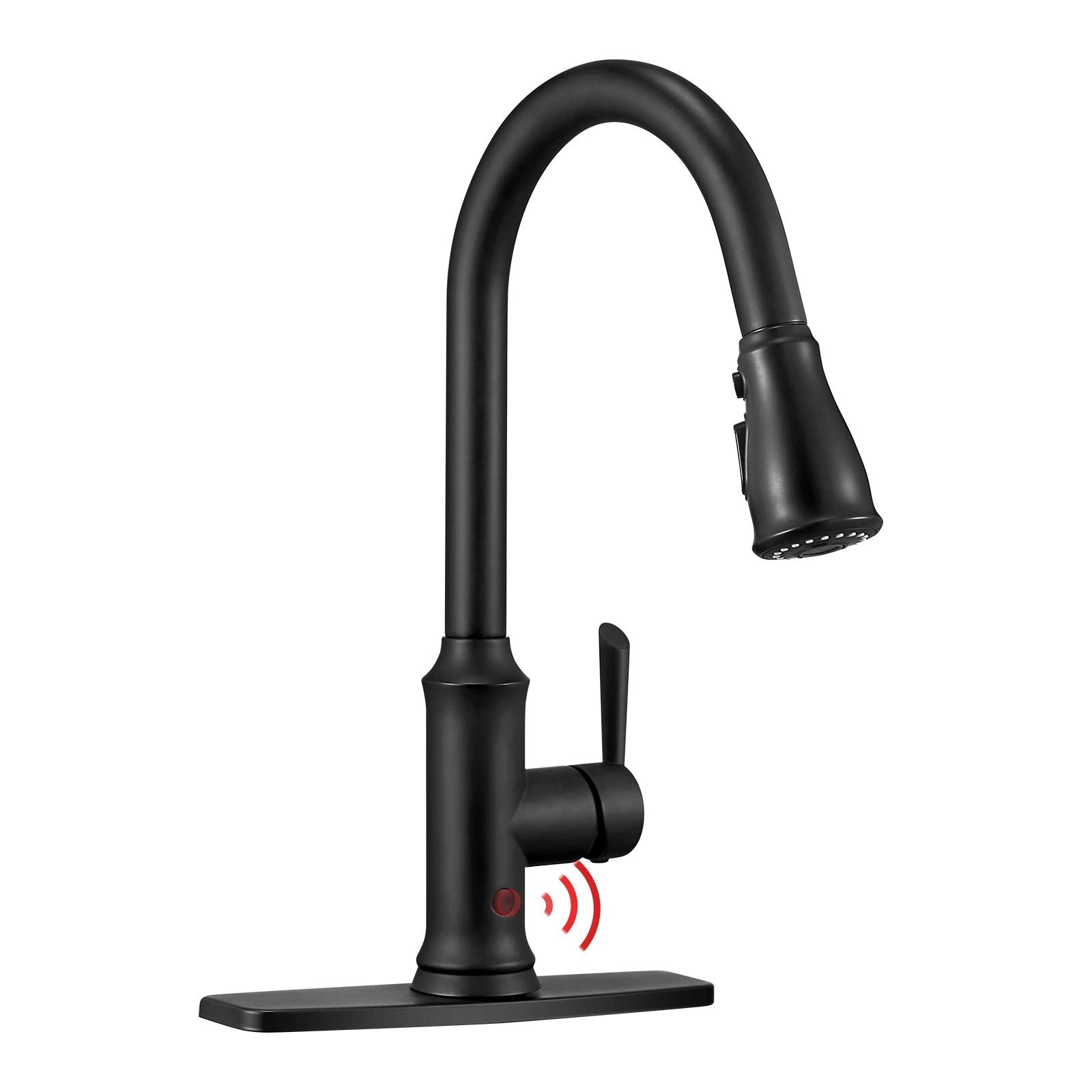 Peppermint Matt Black Touchless Kitchen Faucet With Pull Down Sprayer Single Lever Touchless Motion Sensor Faucet For Kitchen Sink Black Pull Out Kitchen Sink Faucets