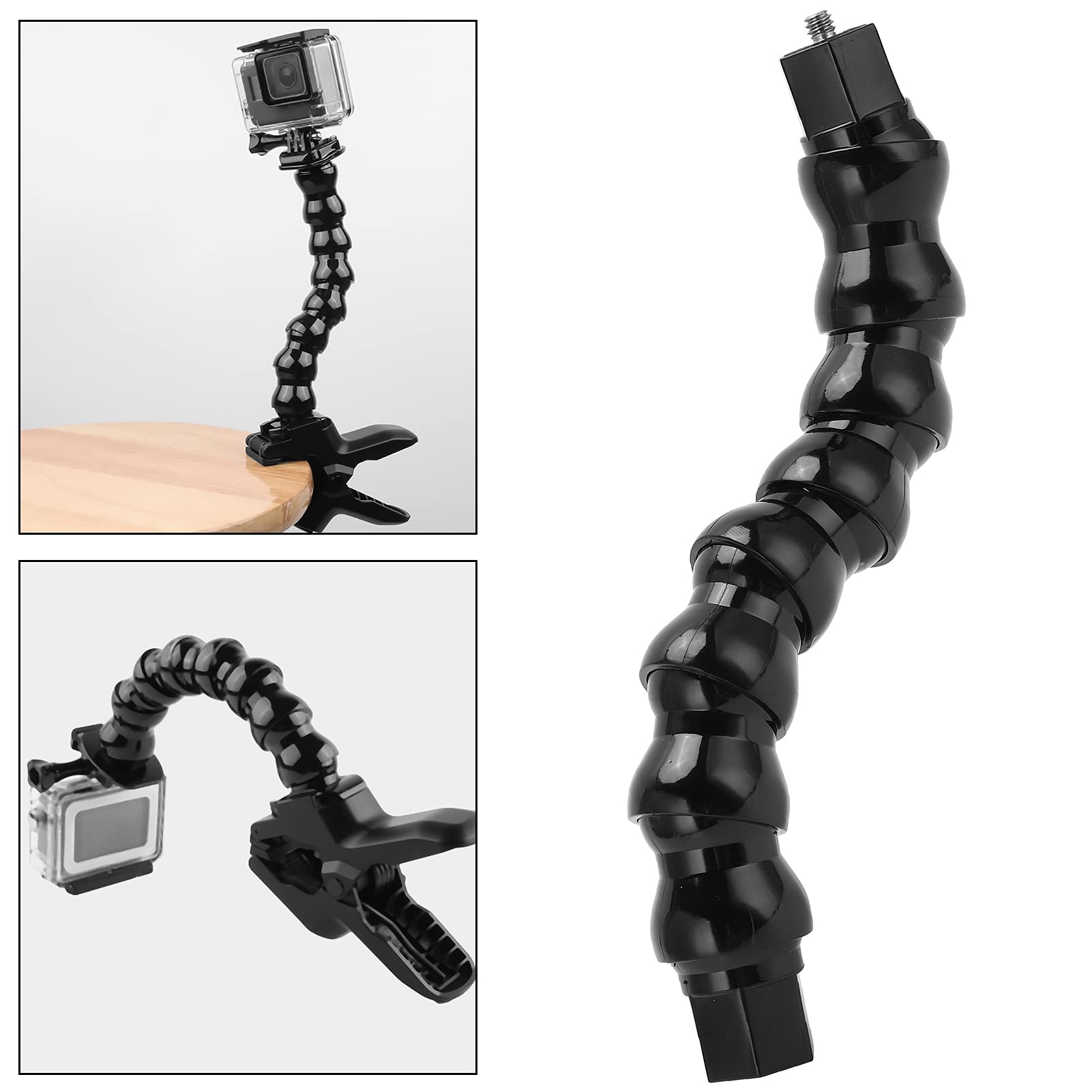 Gowenic Flexible Monopod Gooseneck Jaws Mount For Sports Camera 8 Sections
