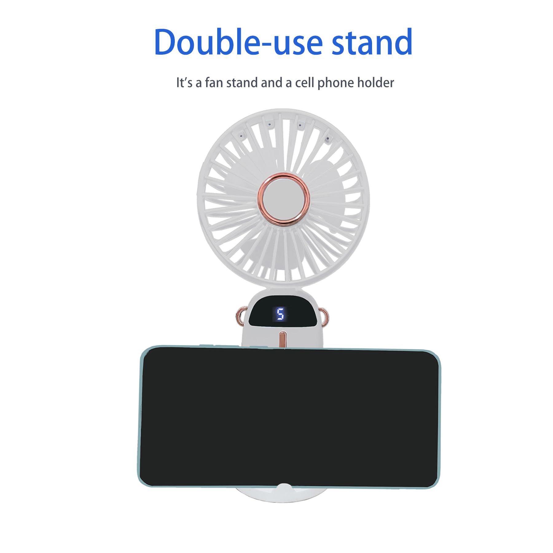 Portable Handheld Fan Small Hand-Held Flat Fans Type-C Rechargeable 2000Mah Desk Personal Fan