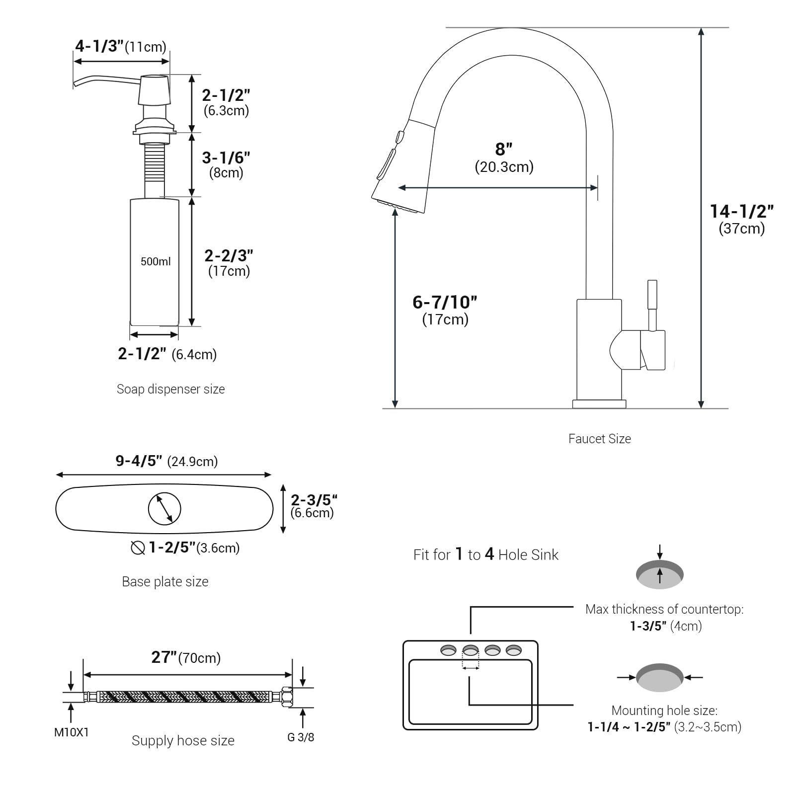 Blylund Touchless Kitchen Faucet With Pull-Down Sprayer, Kitchen Sink Faucet Brushed Nickel Faucets With Soap Dispensor, Single Handle Hands- Sensor Suitable For 1 To 4 Hole Sink, Stainless Steel
