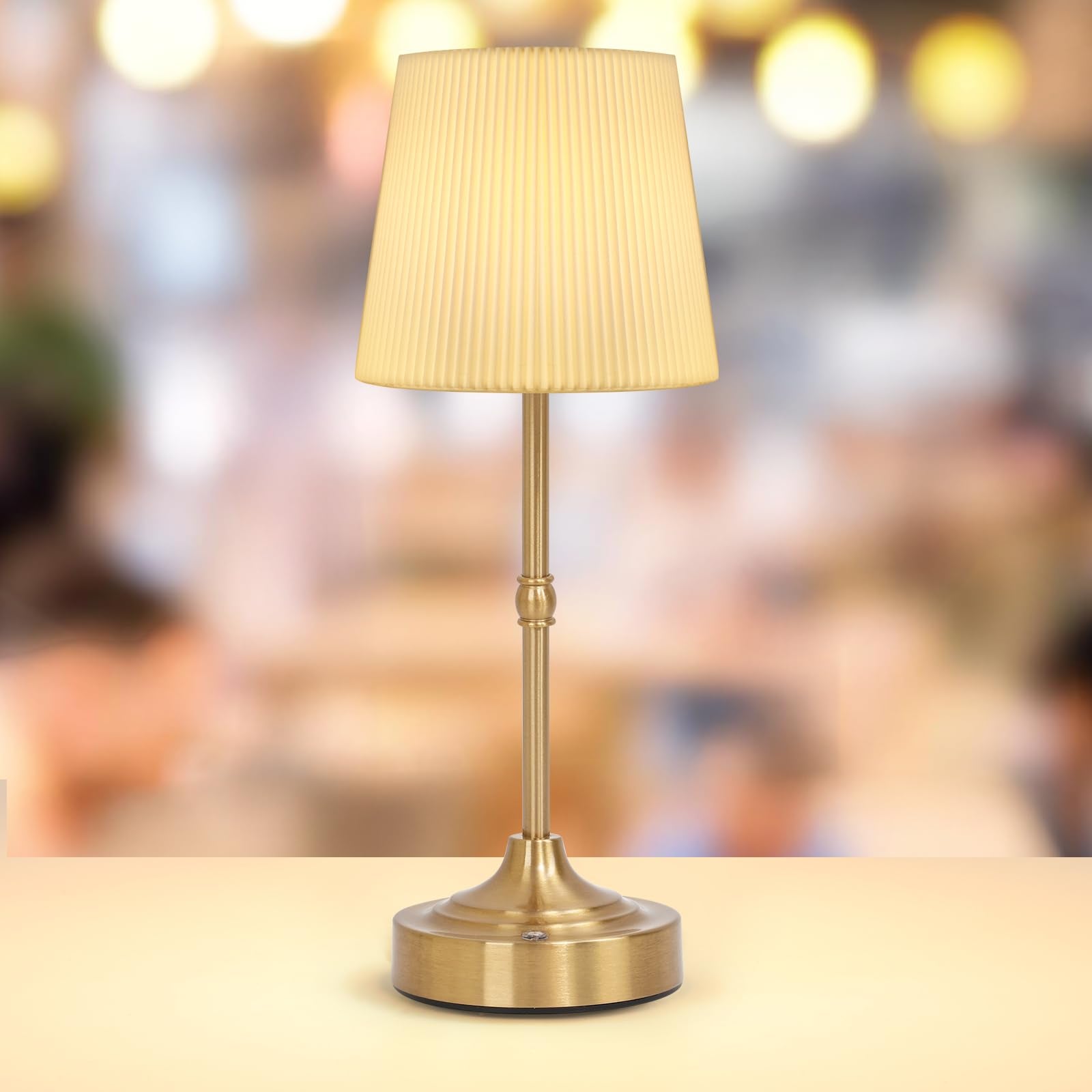 Baishezhuan Cordless Led Table Lamp With Dimmer, Built-In Rechargeable Battery, 3-Level Brightness, Patio Table Lamp, Bedside Night Lamp, Ambient Light For Restaurant, Antique (Gold)