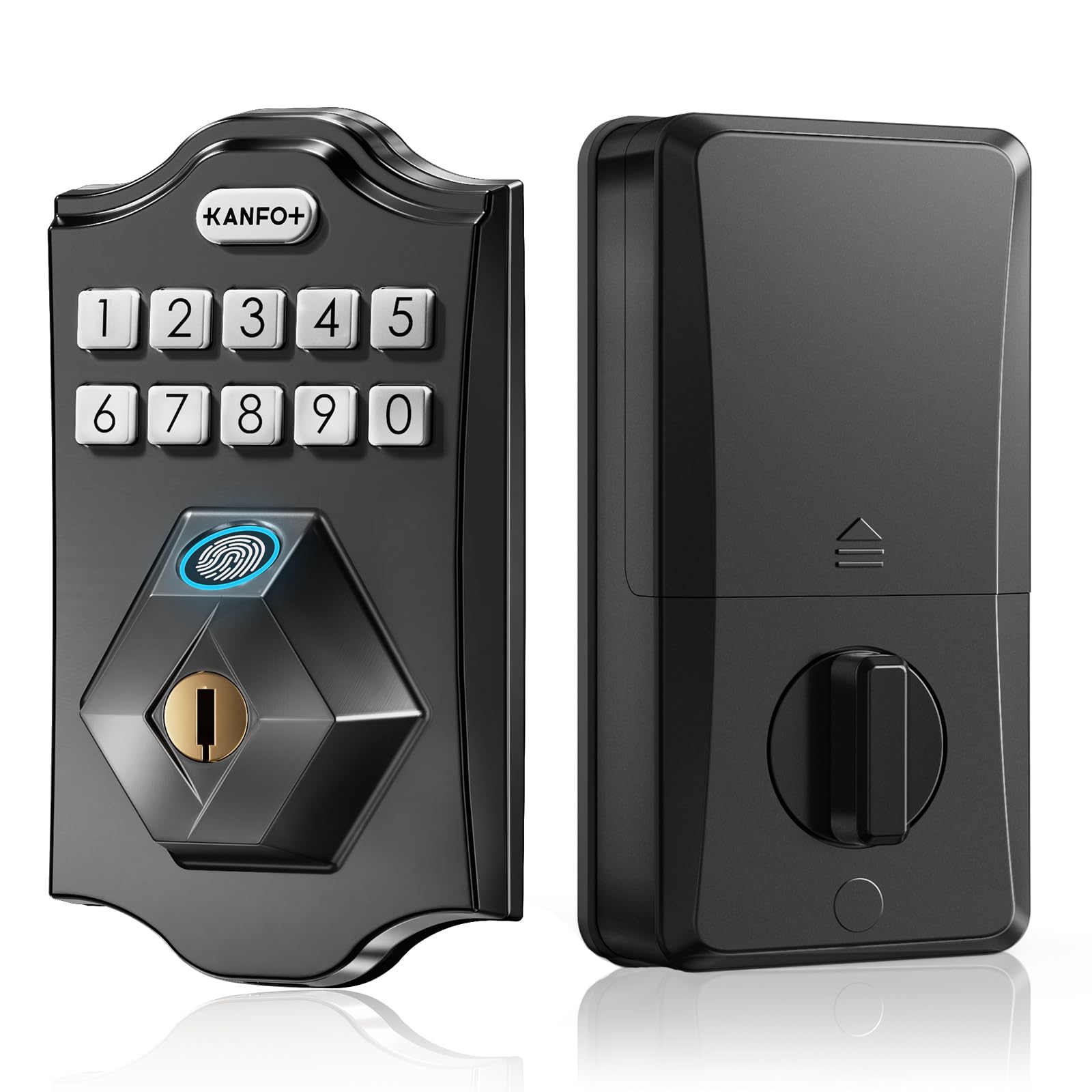 Kanfox Ks2 Fingerprint Door Lock, Keyless Entry Deadbolt With Keypad, Smart Locks For Front Door, Auto Lock,Easy Installation,Matte Black