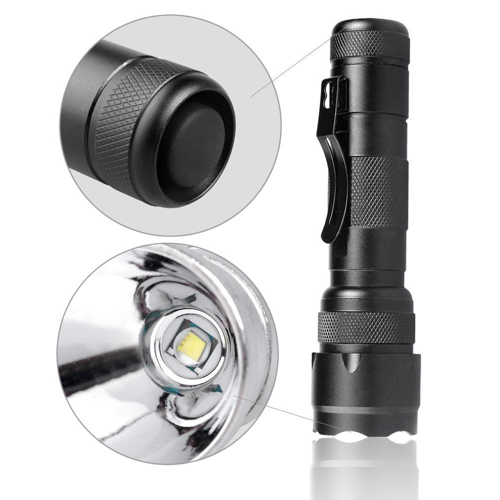 Bestsun Wf-502B Single Mode 1200 Lumens Led Flashlights, Ultra Bright L2 Led Tactical Flashlight, Waterproof Portable Small Handheld Flashlights For Camping Outdoors Walking Hunting, 2 Pack