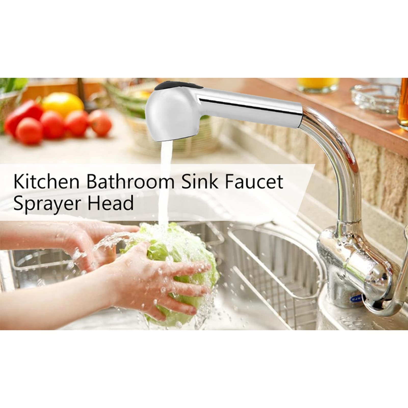 Chazcool Pull Out Sink Sprayer Head Replacement, Kitchen Faucet Spray Head Sprayer Head With 2 Function, Pull Down Tap Nozzle Spout Replacement Part For Personal Hygiene