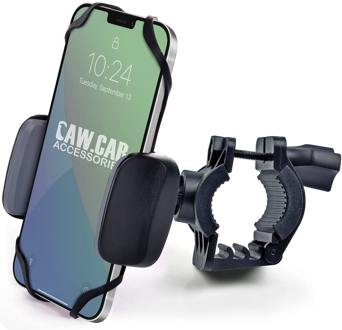 Caw.Car Accessories Bike & Motorcycle Phone Mount - For Iphone 14 Pro (13, 12, Se, Plus/Max), Galaxy S22 Or Any Cell Phone - Universal Handlebar Holder For Atv, Bicycle & Motorbike. +100 To Safeness & Comfort