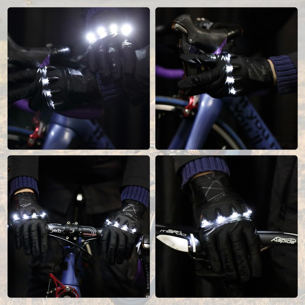 Maxgab Anti-Slip Full Finger Led Flashlight Gloves For Walking/Cycling/Running/Fishing/Out Door Activites Day Or Night/Christmas Stocking Stuffers For Men. (1-Pair) Xlarge.