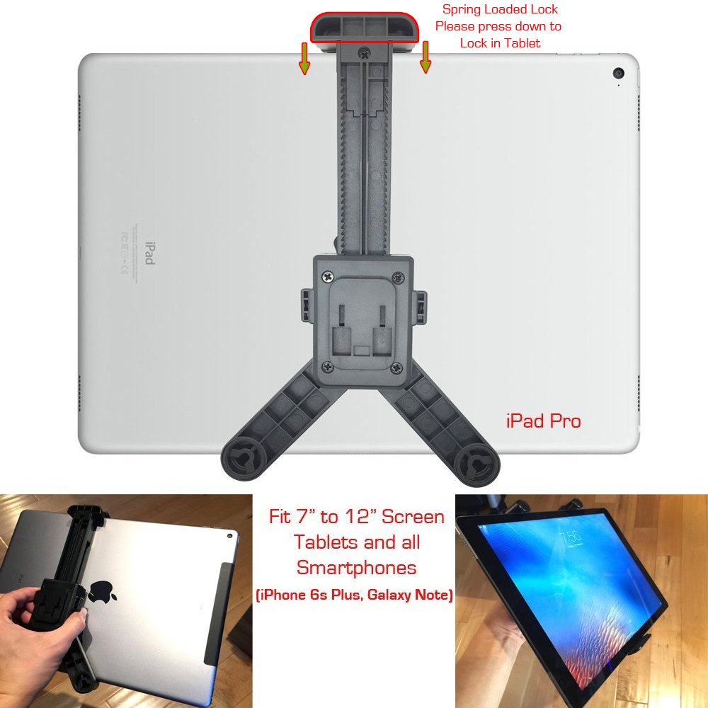 Chargercity Universal Hdx Tablet Camera Zoom Video Record Periscope Conference Tripod Holder Mount With Dual 360° Swivel Adjust Joint Compatiblewith Tablets Apple Ipad Pro Air Mini, Galaxy Tab