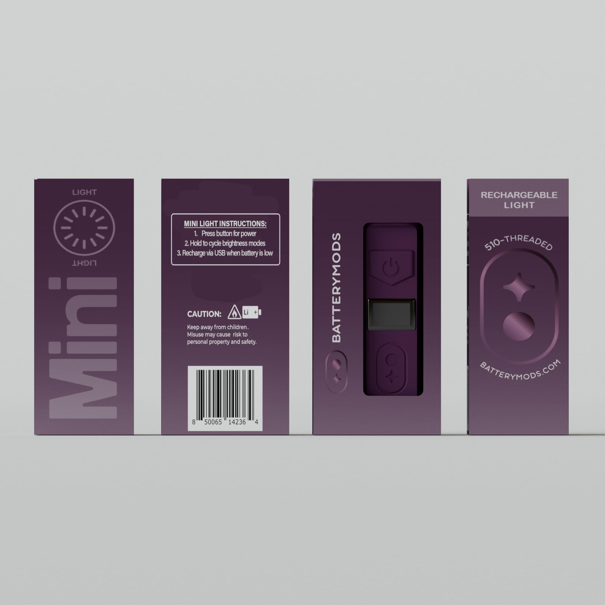 Batterymods Mini Rechargable Flashlight - Plum