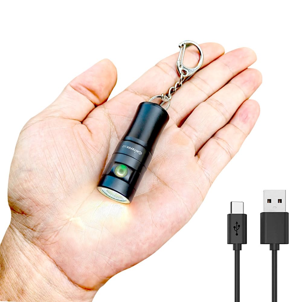Nitefox U2 Mini Keychain Flashlight Usb Rechargeable Side Switch 400 Lumens High Bright With Built-In Battery Tiny Small Torch For Everyday Edc Emergency Dog Walking Camping Hiking