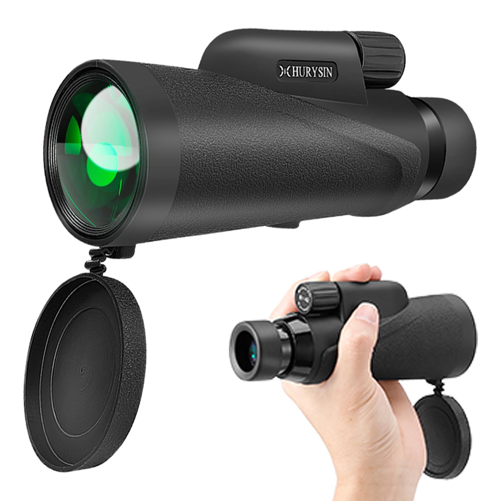Hurysin 8X42 Monocular Telescope – Military-Grade, Compact, Waterproof & Fogproof, Nitrogen-Filled, Fmc Green Coated Optics, Bk7 Prism, Ideal For Bird Watching, Hunting, Camping & Wildlife Observation