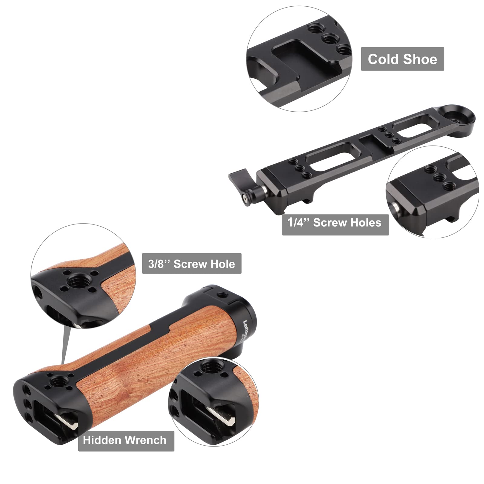 Leftfoto Gimbal Stabilizer Handle For Dji Rs 2/Rs 3/Rs 3-Pro/Rsc 2 Gimbal,Wooden Adjustable Gimbal Extended Handle Grip.