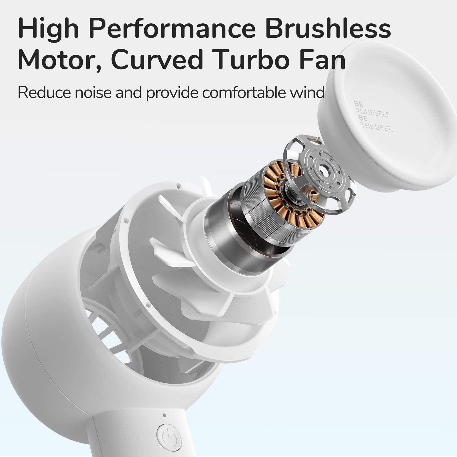 Jisulife Mini Portable Fan-Bladeless Safe Design, Powerful Turbo Handheld Fan With 5 Speeds, 16Hrs