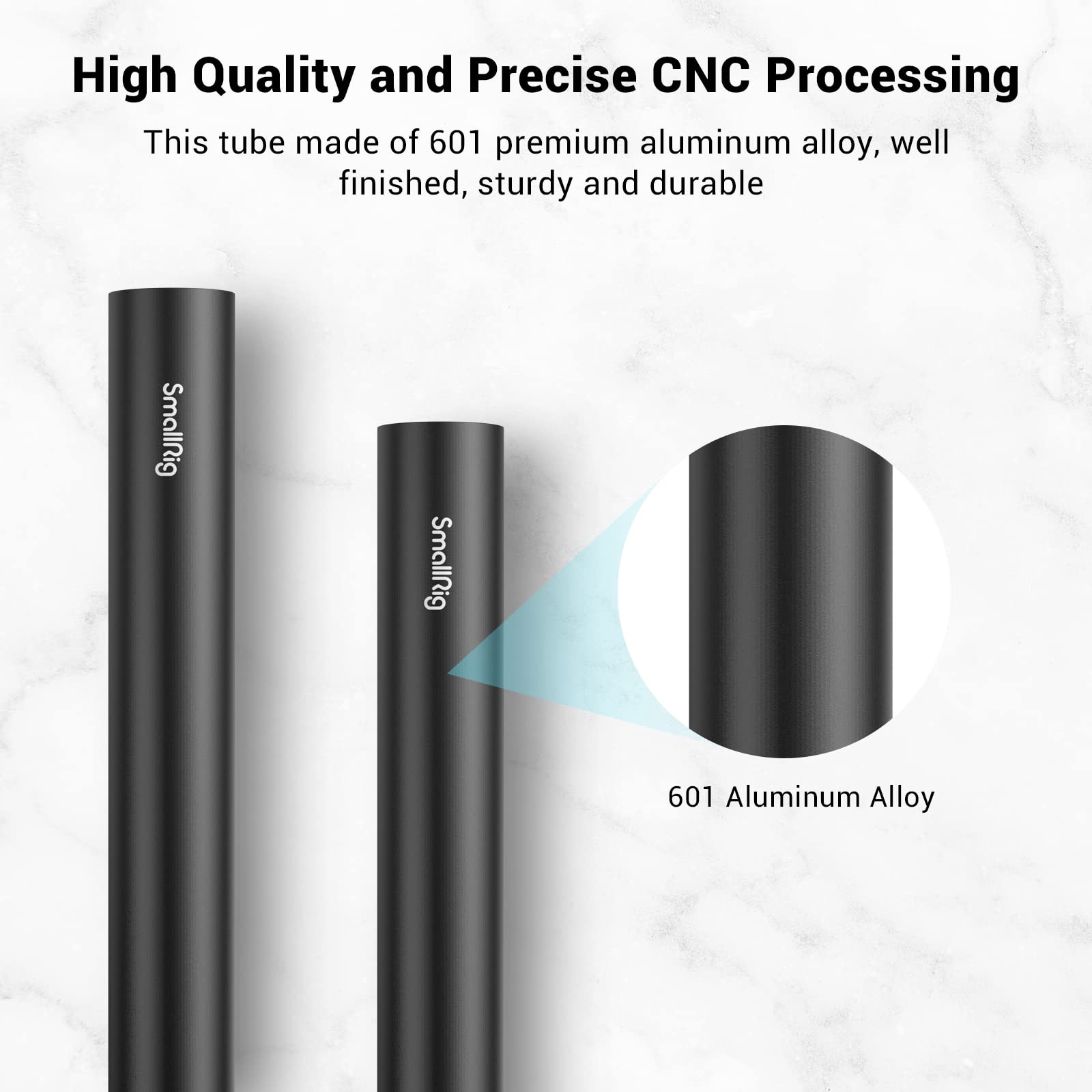 Smallrig 4 Inches (10 Cm) Black Aluminum Alloy 15Mm Rod With M12 Female Thread, Pack Of 2-1049