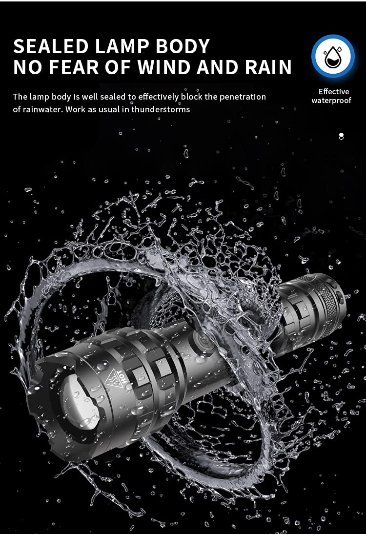 Bestsun 1,000,000 Lumens Led Xhp90 Flashlight, Rechargeable Utility Led Xhp90 Flashlights Powerful Handheld Lamp With 5 Modes Waterproof Zoomable Torch Lamp For Hiking, Fishing, Camping, Emergency