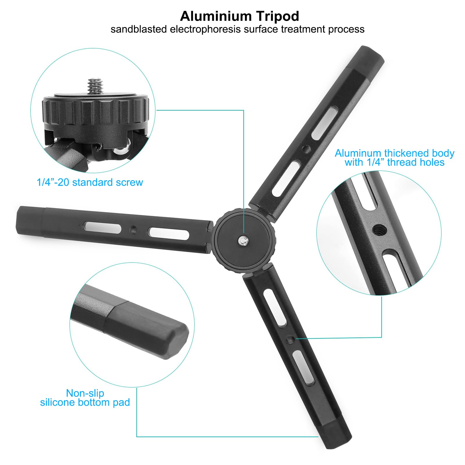 Cofunkool Mini Tripod Rotatable 4-Level Adjustable Tabletop Tripod Handle Grip For Osmo Mobile, Dji Ronin, Weebill, Crane, Vimble 2, Smooth, Camera, Phone, Webcam, Projector, Gimbal Stabilizers