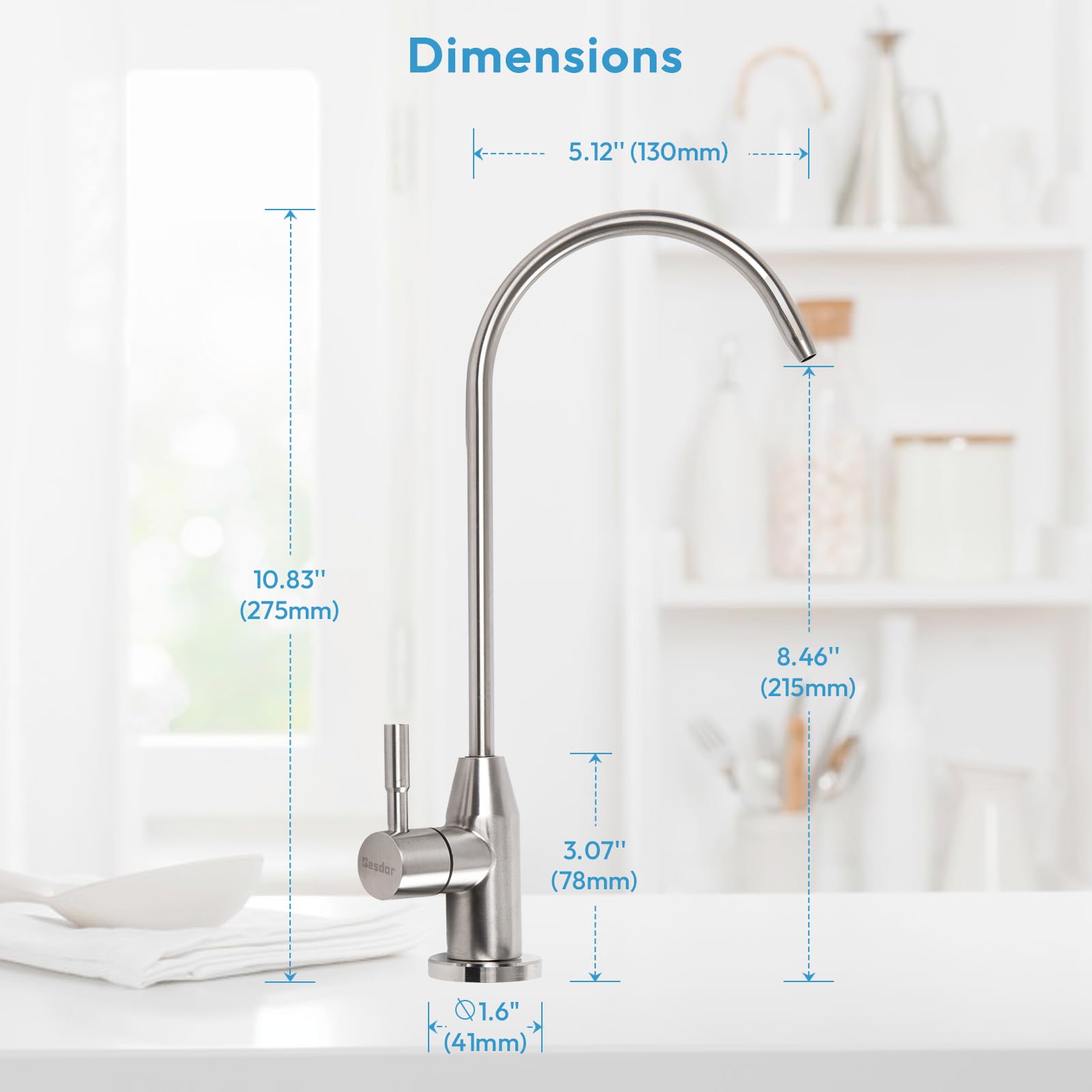Besdor Drinking Water Faucet, Filtered Water Reverse Osmosis Ro Faucet For Kitchen Sink, Non-Air Gap, Lead-, 304 Stainless Steel, Brushed Nickel, Wf1