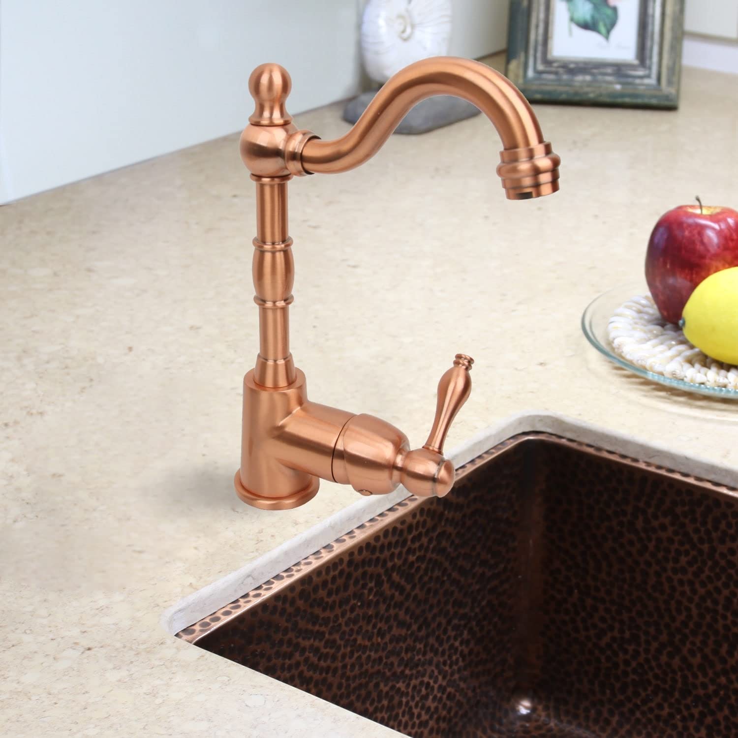 Overstock Nauxus One-Handle Widespread Kitchen Bar Faucet Antique Copper Antique