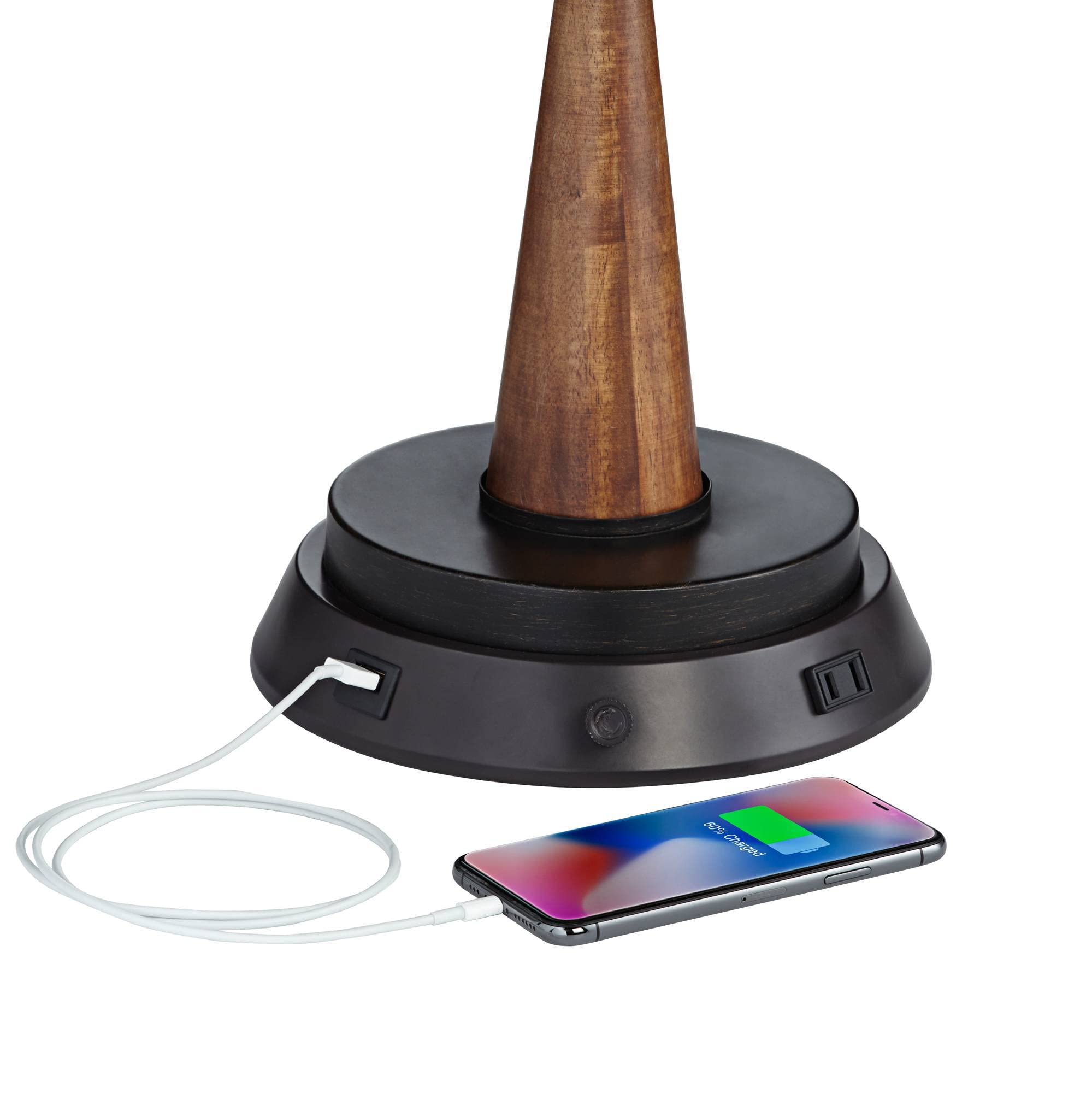 360 Lighting Modern Universal Charging Workstation Table Lamp Base With Usb And Ac Power Outlet Full Range Dimmer Bronze For Living Room Bedroom House Bedside Nightstand Home Office Family