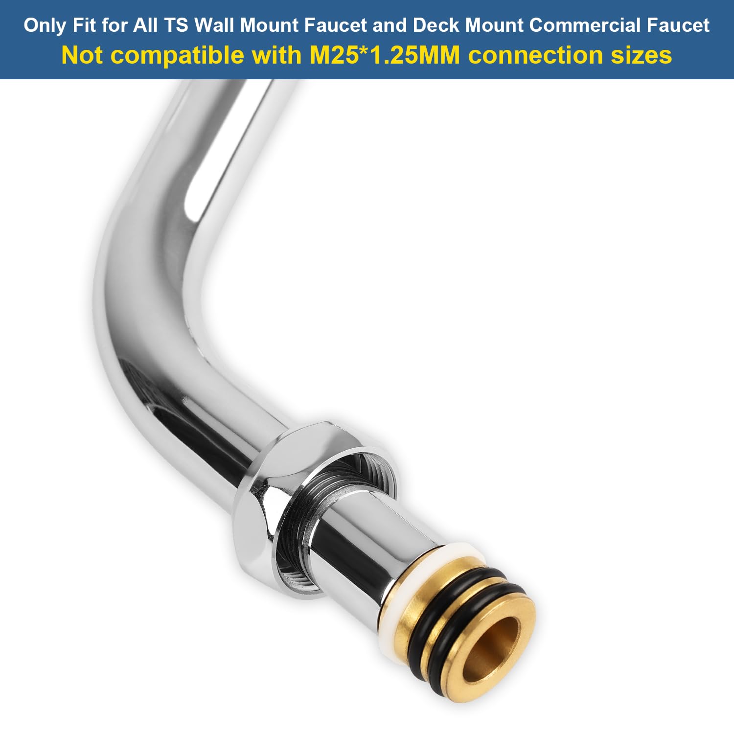 Tnroted 8 Inch Commercial Faucet Spout Replacement With 2.2 Gpm Aerator Fits For All T&S Faucets, 360° Stainless Steel Faucet Swivel Spout For Home Kitchen Sink, Chrome Finish