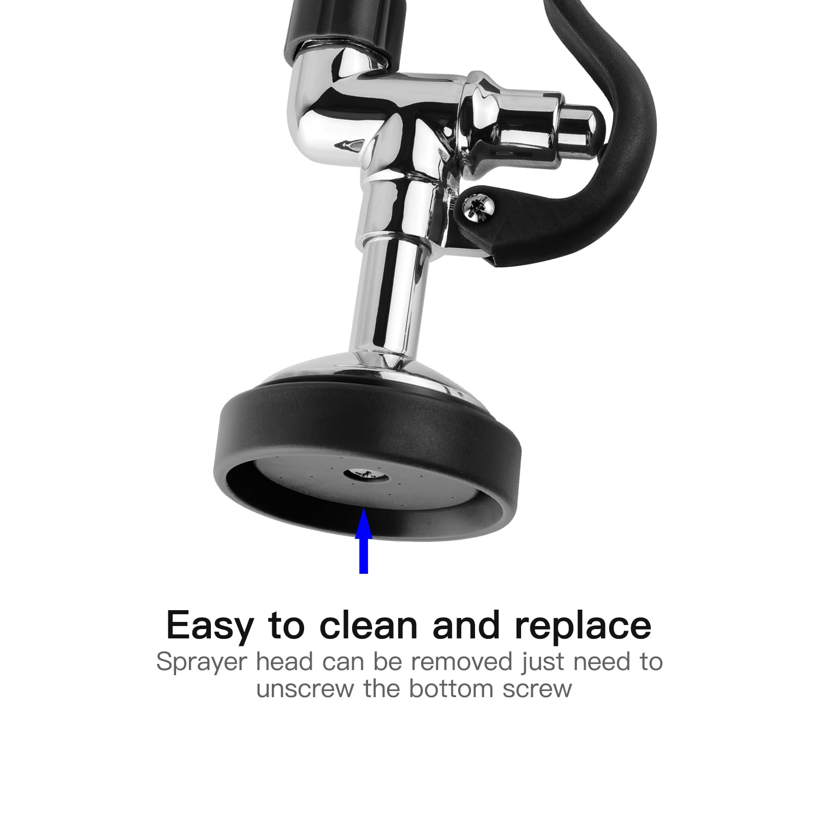 Gosifaca Commercial Sink Sprayer Pre Rinse Sprayer With Ergonomic Handle 1.42Gpm Dish Spray Nozzle Spray Valve,Faucet Parts For Commercial Kitchen Sink,Polished Chrome Finished (Black)