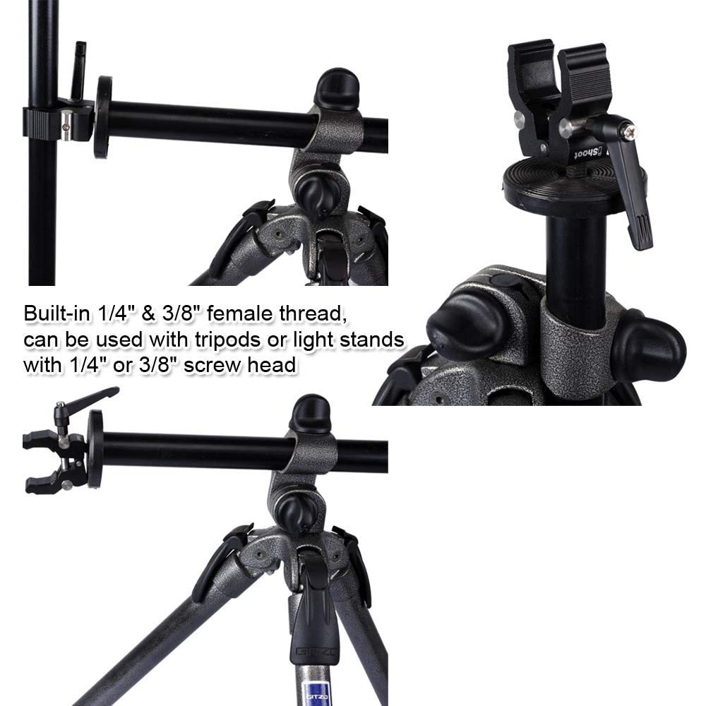 Ishoot Improved Versatile All-Metal Crab Clamp Magic Hand Pliers With 1/4" & 3/8" Screw Hole, Used For Photography Camera Tripod Studio Flash Light Stand Boom Round Tube Circular Pipe Of Dia-10-40Mm