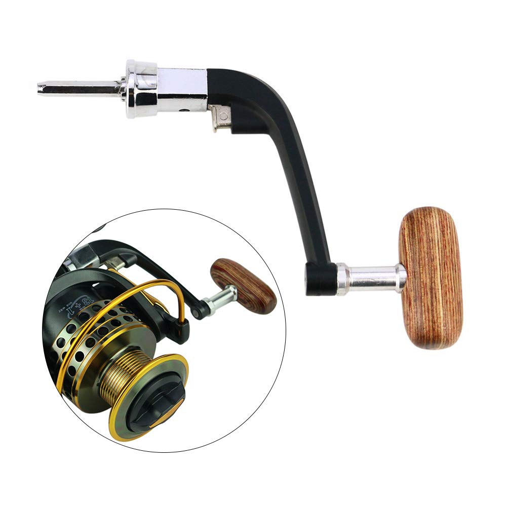 Gonetre Fishing Handle Reel Foldable Metal Fishing Reel Handle Rocker Arm Wooden Knob For Wheels Fishing Tackles (S)