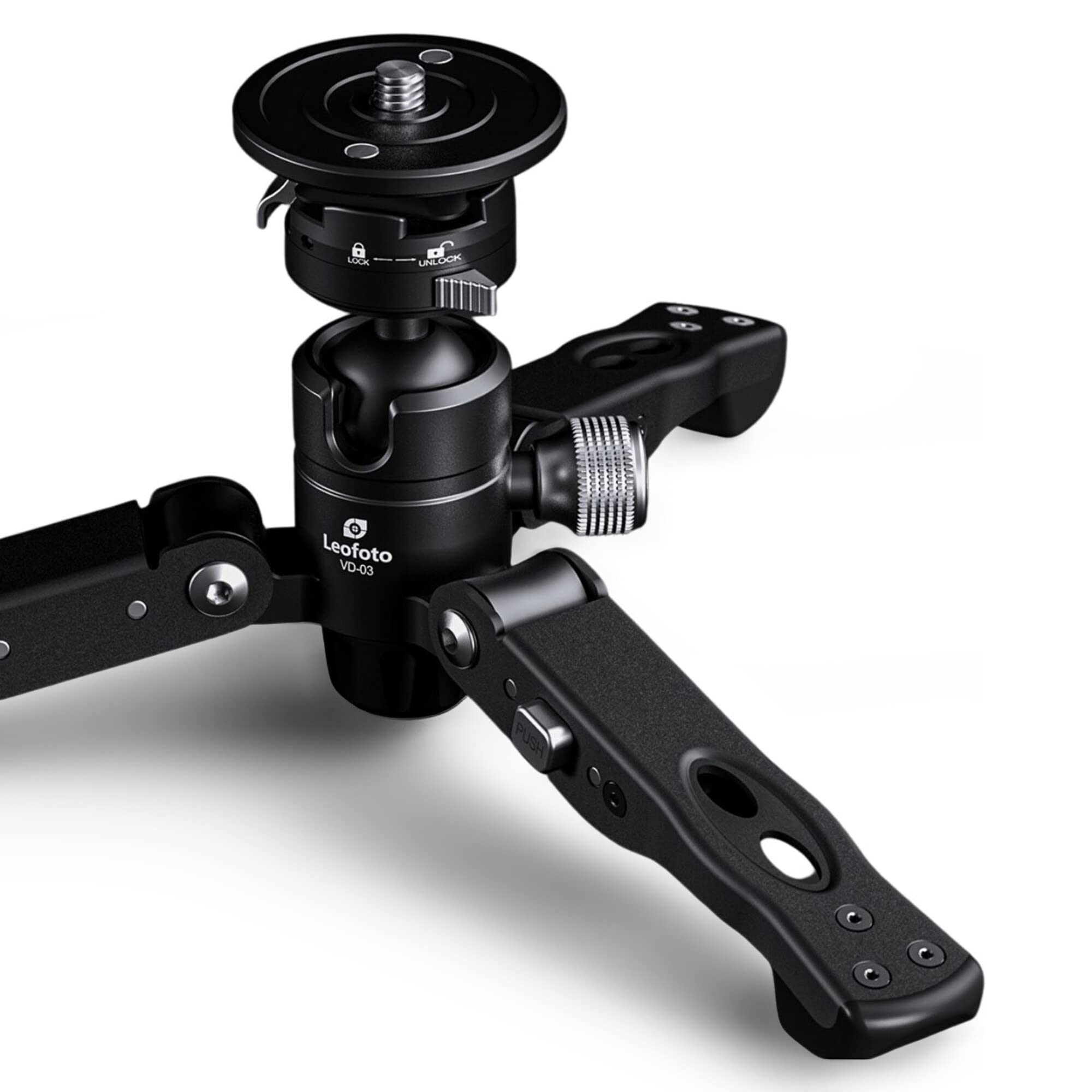 Leofoto Mv-324C+Vd-03 Carbon Fiber Flip Lock Pro Video Camera Monopod With Tripod Stand Max Load 22Lb, 1500Mm