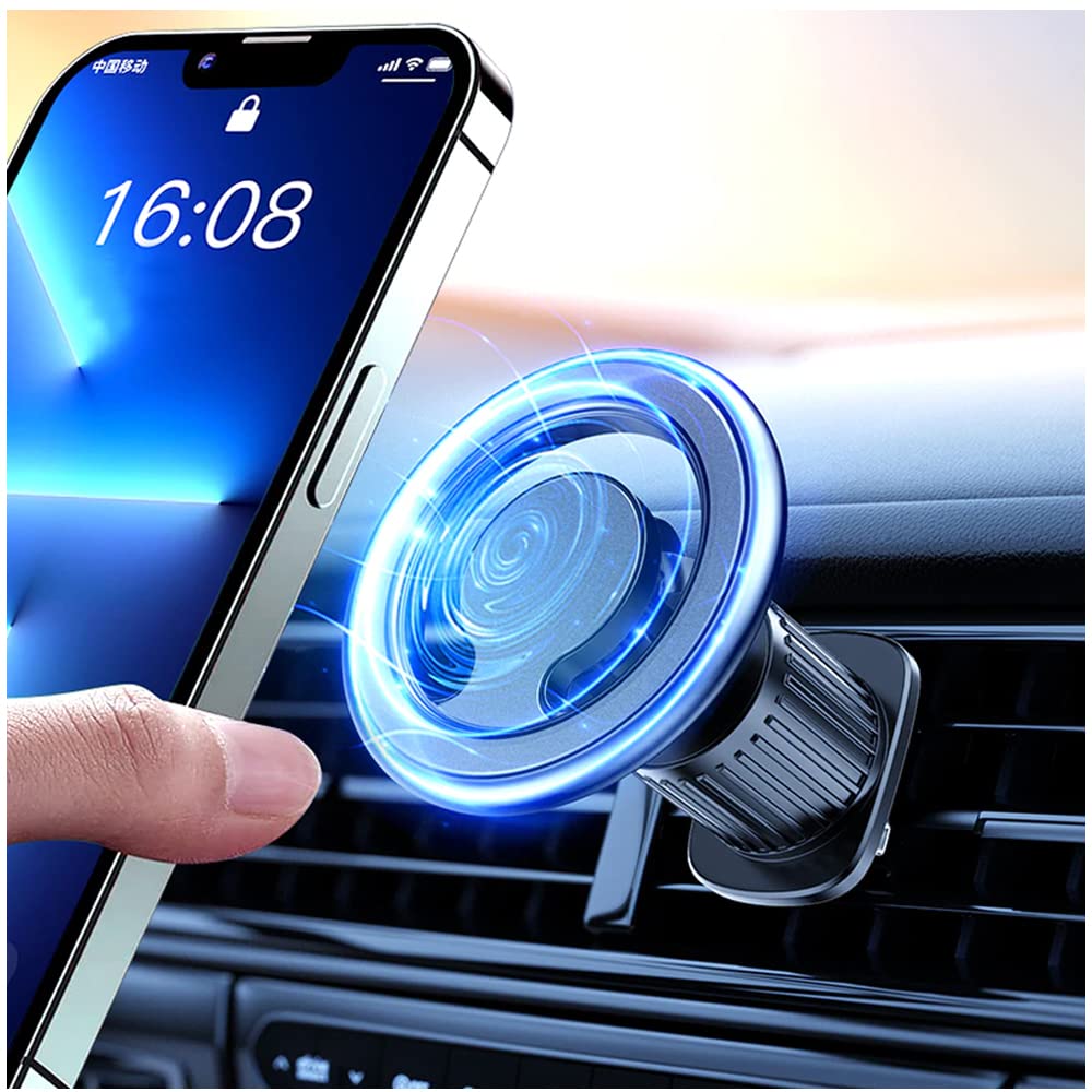 Kinizuxi Mag-Safe Car Mount For Iphone 14, Black, 360 Rotation Magnetic Phone Holder With Super Strong Magnets, Easy One-Hand Operation