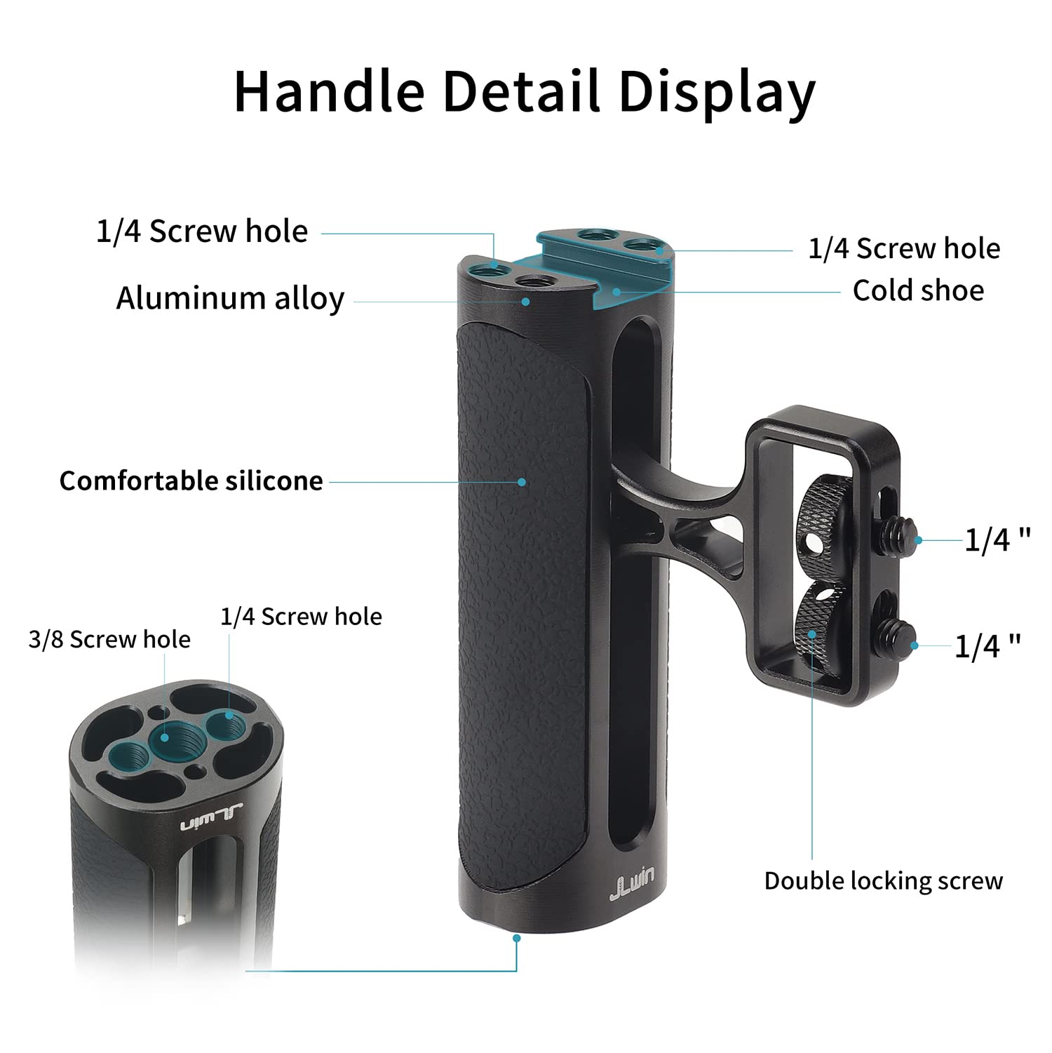 Foeasy Foto4Easy Universal Camera Side Handle,Adjustable Up And Down Side Handle Grip For Dslr Camera Cage,1/4"-20 Screw Hole And Cold Shoe Mount For Camnera Accessories
