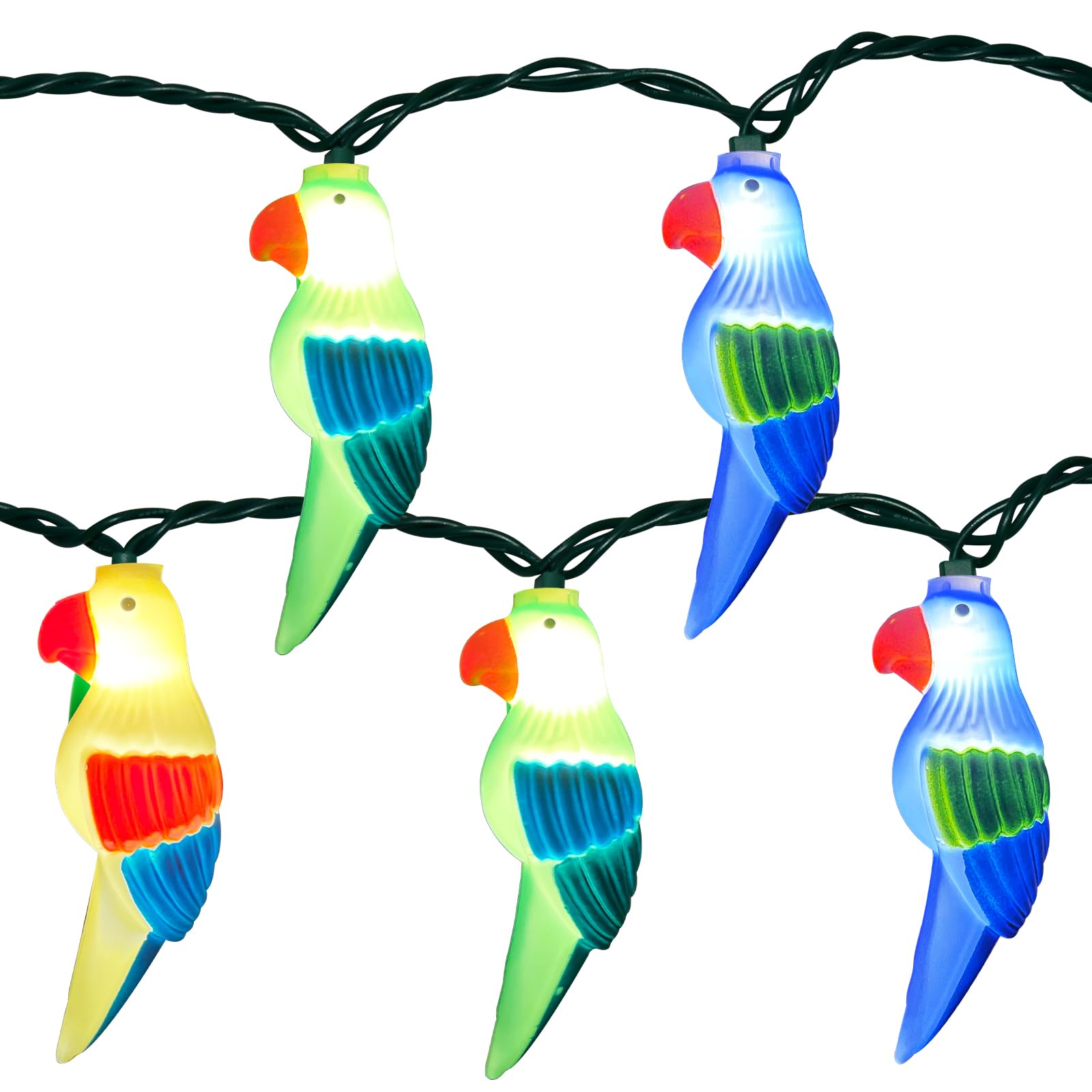 Abeja Parrot String Lights, 8.5Ft Parrot Fairy Led String Lights With 10 Parrot Lights For Tropical Themed String Light For Bedroom, Birthday, Camping, Indoor, Outdoor, Parrot Decor