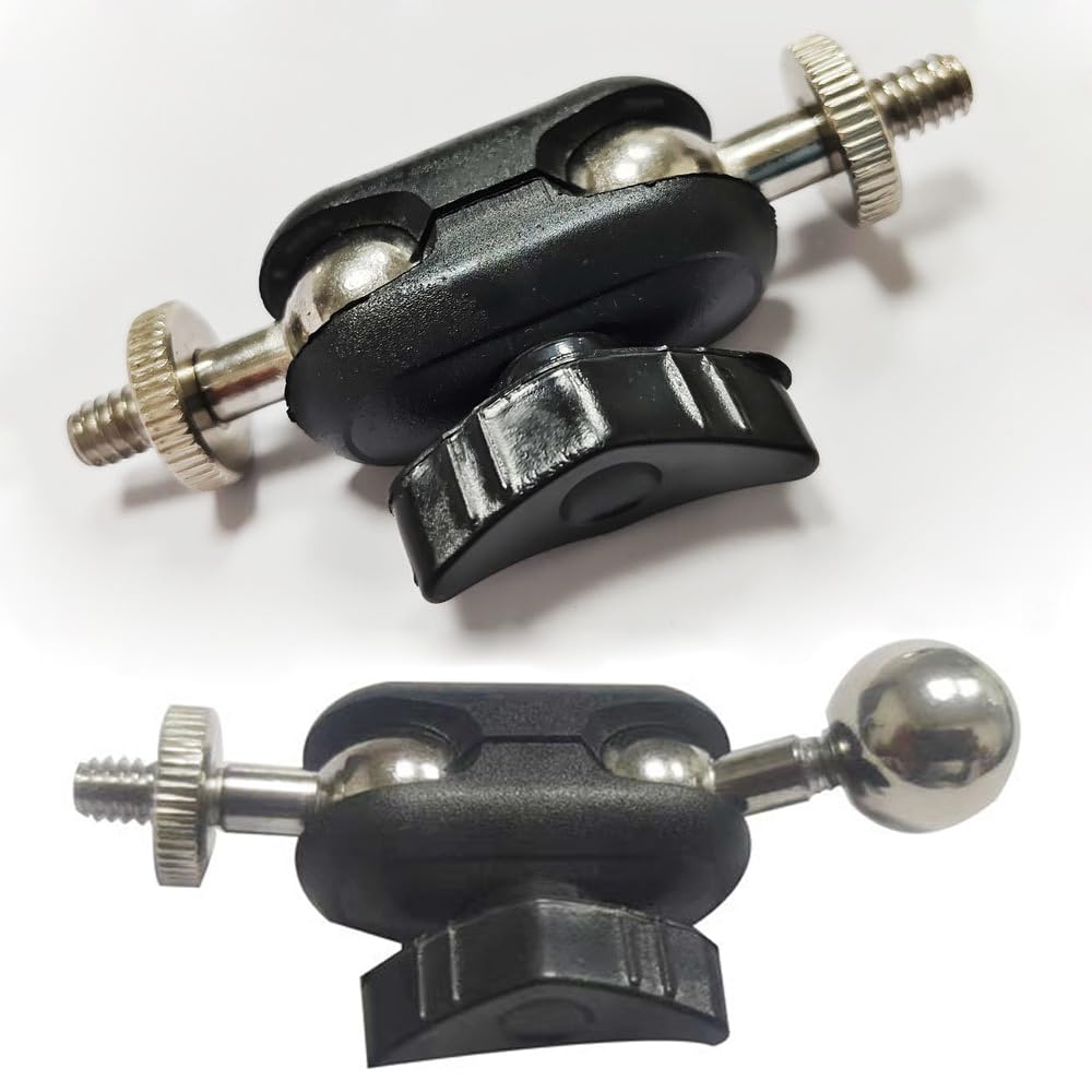 Thtrht 2 Pack Super Clamp Mount Arm Replacement Support Dual Head 17Mm Ball Joint + 1/4'' Screw Heavy Duty Connector For Gopro Camera Trail Cam Tripod Phone Holder Webcam Motorcycle Light Stand
