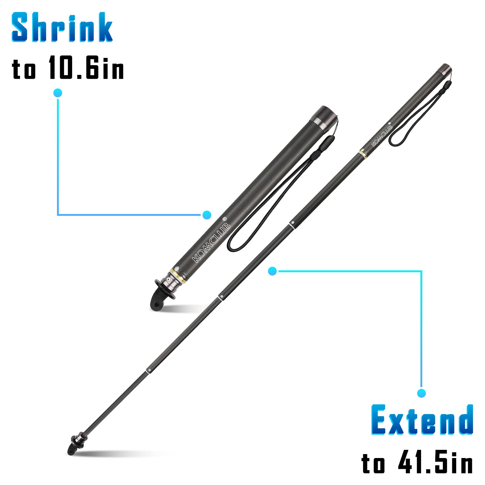 Komclub Monopod Selfie Stick,42 Inch Telescoping Selfie Stick Extendable Poles With Remote Aluminum Tube Stick Adjustable 5 Stage With Hand Strip Portable Selfie Stick Travel Accessories