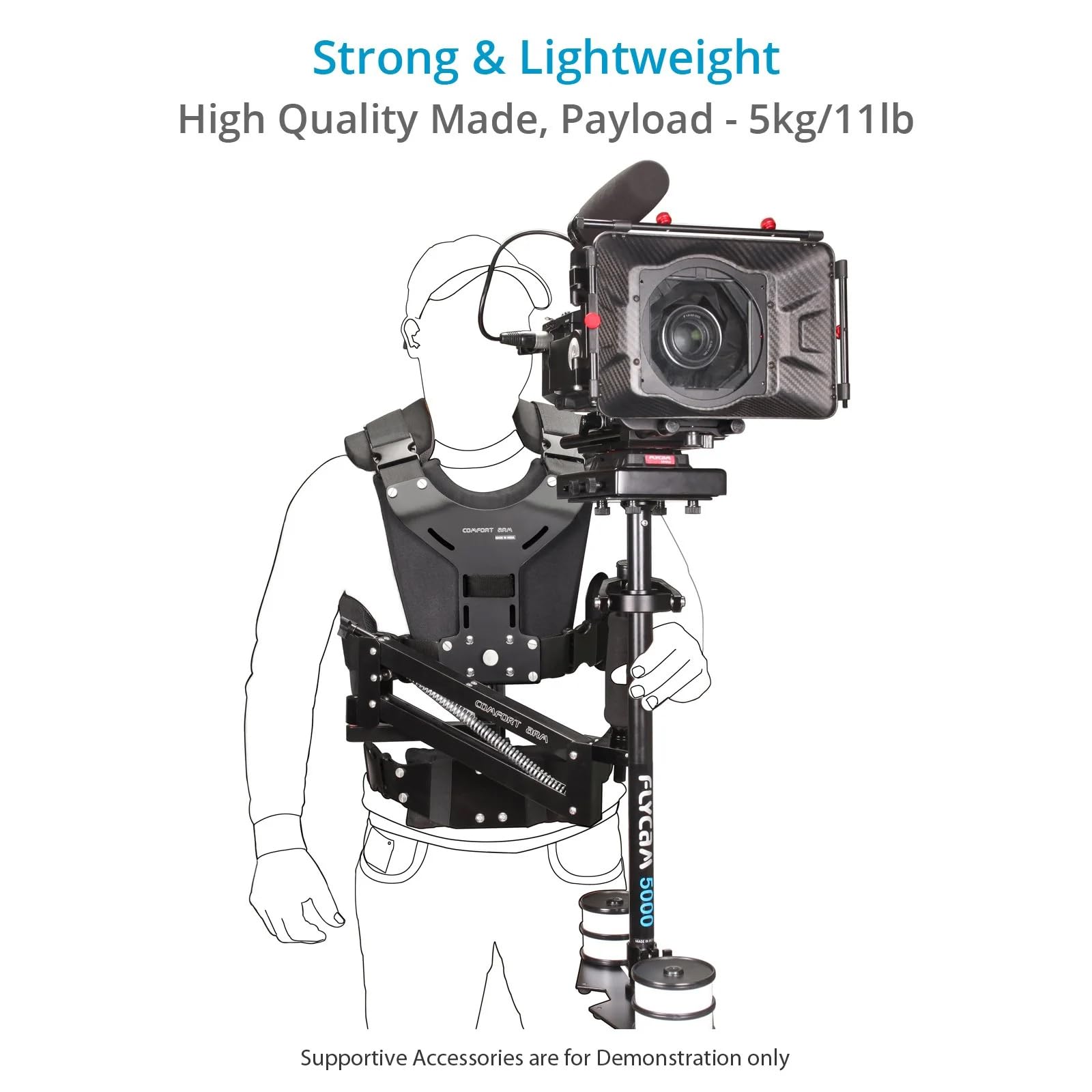 Flycam Comfort Stabilizing Arm & Vest For 5000/3000/Dslr Nano Handheld Camera Video Steadycam Stabilizer Up To 5Kg  Stabilization Body Mount System For Camcorders Stabilization (Cmft-Av)