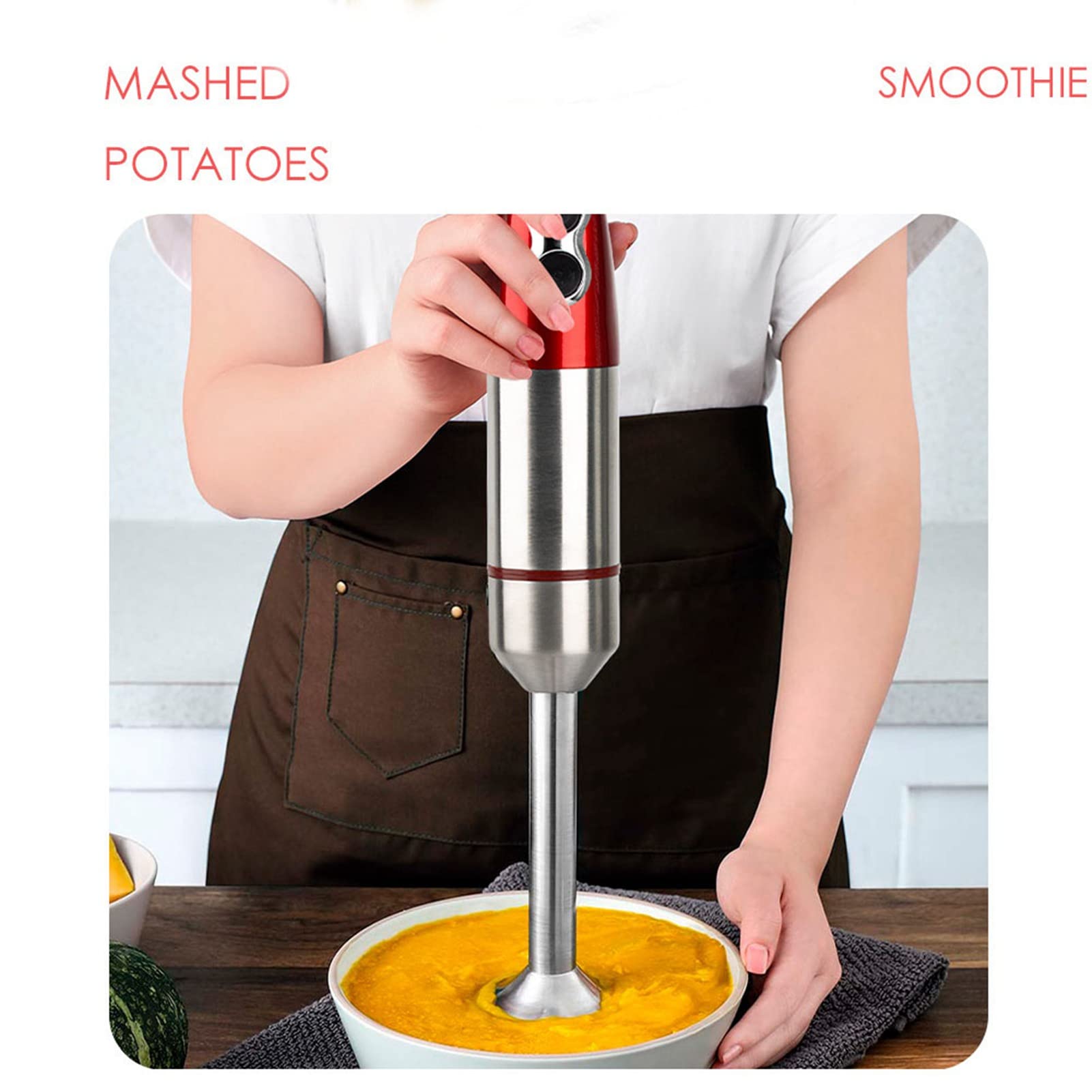 Tyenaza Stainless Steel Immersion Blender, 1000W Electric Hand Blender Detachable, Variable Speed Control, Hand Blander For Smoothie, Food, Sauces Red,Puree, Soup