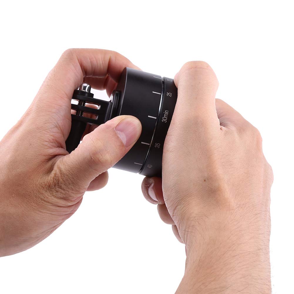 Kadimendium Rotating Tripod, Time Lapse Mount Metal 60 Minutes 360° Clockwise Setting Direction Black For Cameras