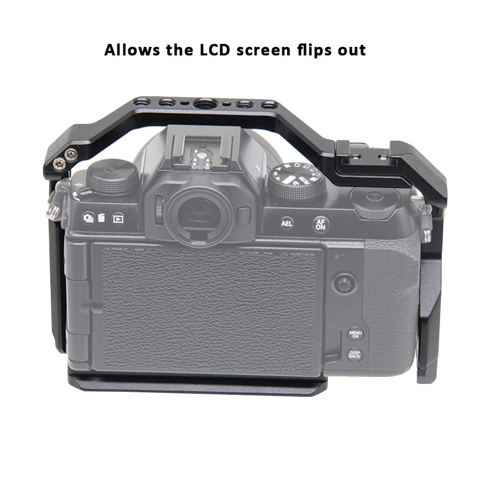 Easy Hood Camera Cage For Fujifilm X-S10, Vlogging Video Film Movie Making Camera Rig Stabilizer With Cold Shoe, 1/4" Threaded Holes, 3/8" Arri Locating Hole
