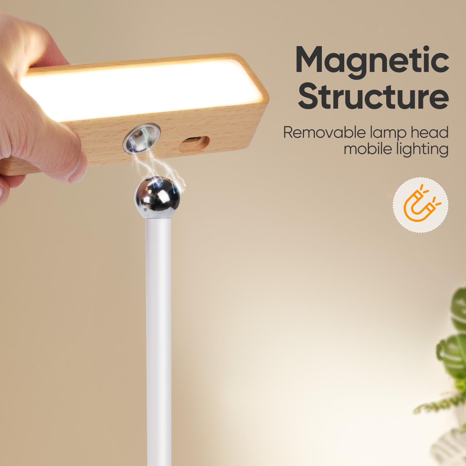 Moroommt Wood Wall Sconces With 360 Rotation, Cordless Table Lamps Rechargeable, Magnetic Touch Small Bedside Desk Lamp For Bedroom Nightstand, Battery Operated Stick Wall Night Lights For Living Room