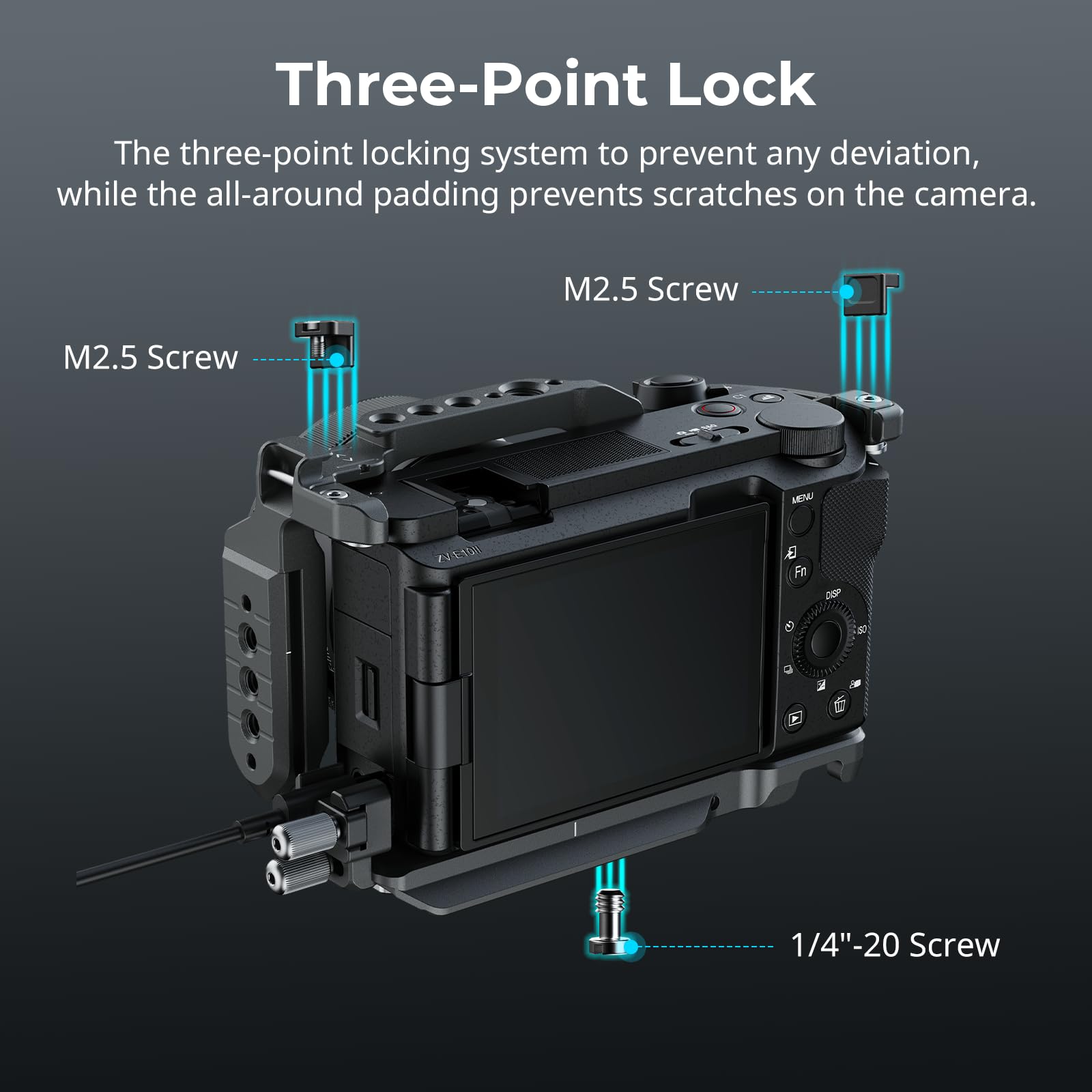 Smallrig Zv-E10 Ii Hawklock Quick Release Cage Kit For Sony Zv-E10 Ii With Cable Clamp For Hdmi, Built-In Ergonomically Designed Silicone Handle, Quick-Release Plate For Arca, Qd Socket