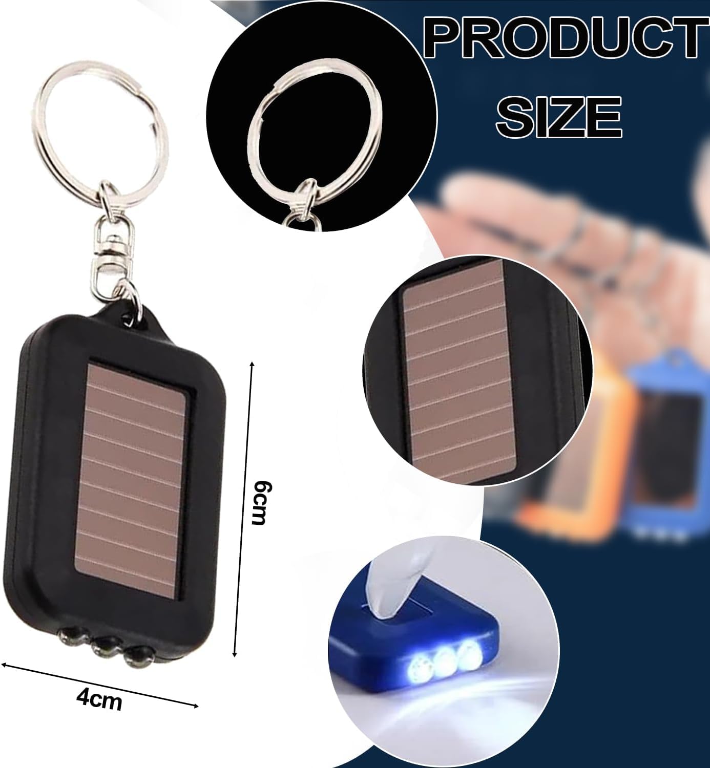 Modoao Solar Mini Led Light A Pack Of 6 Portable Flashlights，Keychain Bright Flashlight Mini Lighting Suitable For Home And Outdoor Us (Green)