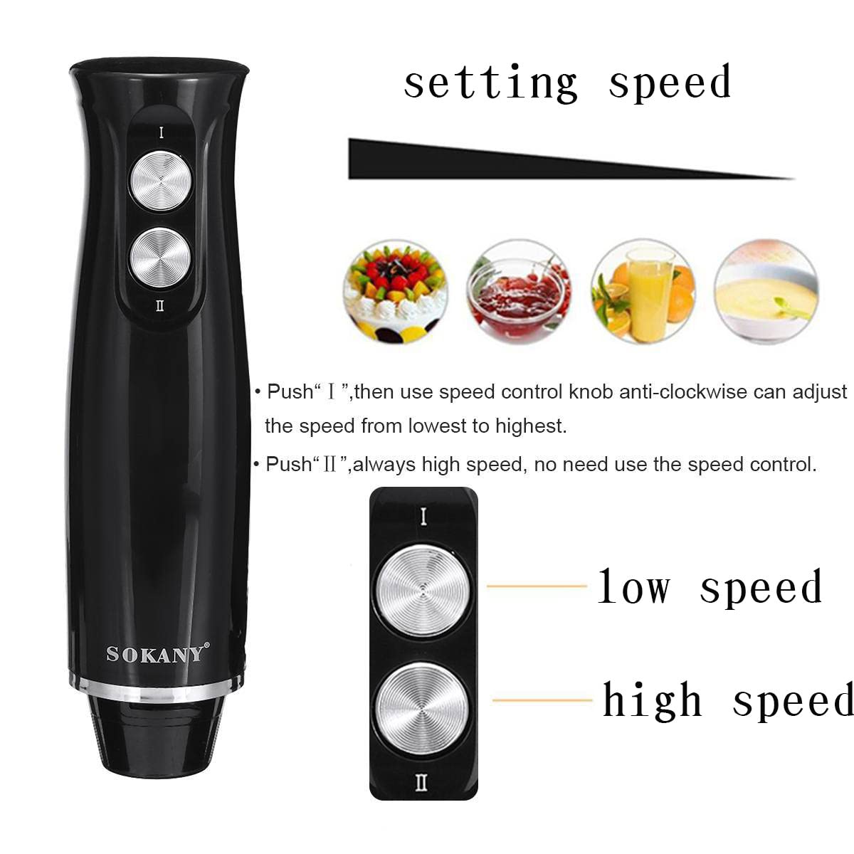 Vovewan 4 In1 Immersion Blender Handheld 304 Stainless Steel Blades, 5 Speed & 3-Angle Adjustable Chopper Beaker Whisk And Beater For Milkshakes Smoothies Soup Baby Food