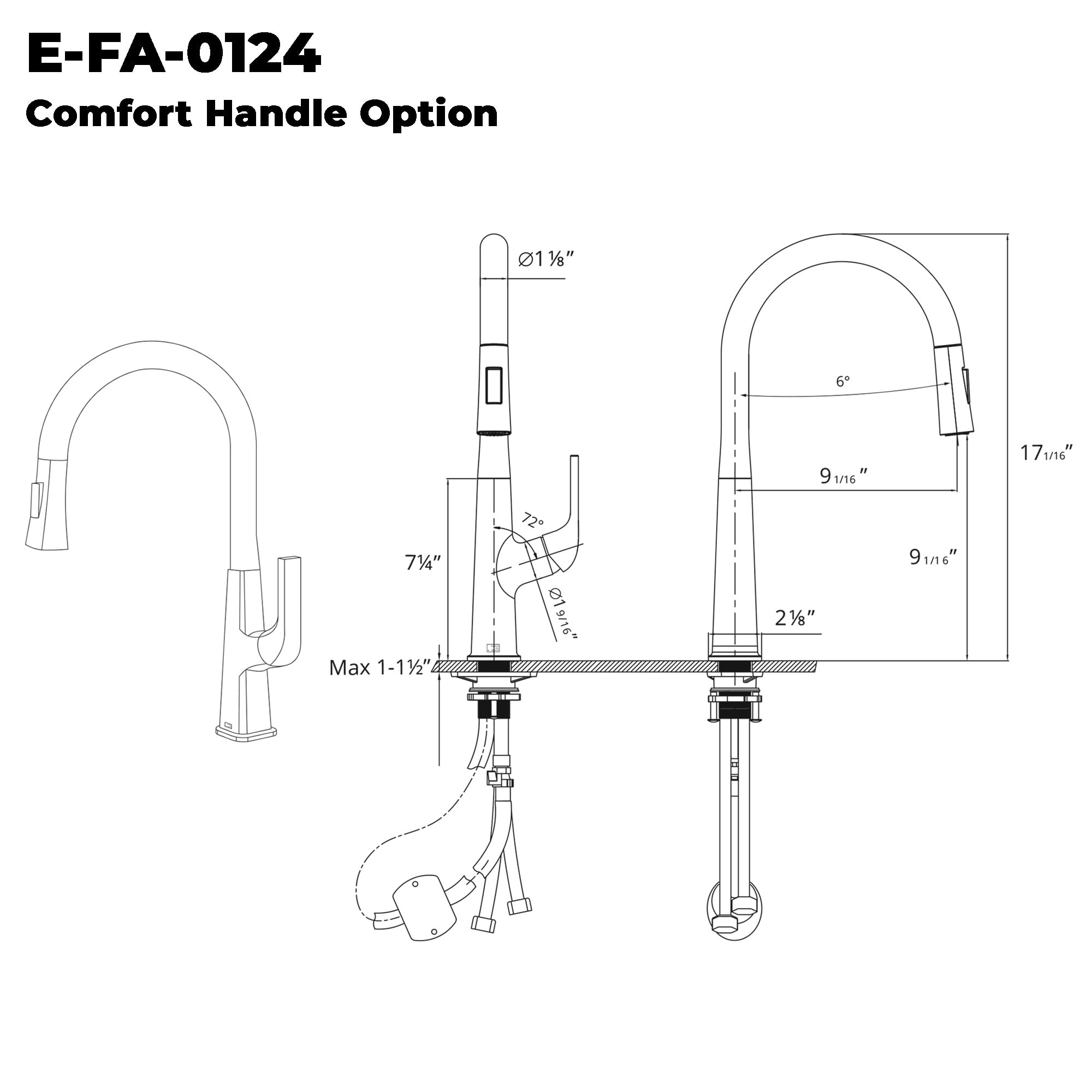 East Grove Home Pureflow Collection Faucet With High Arc And Pull Down 2-Mode Sprayer Or Stream Head With Single Comfort Handle In Brushed Nickel For Kitchen, Laundry, Or Outdoor Sinks
