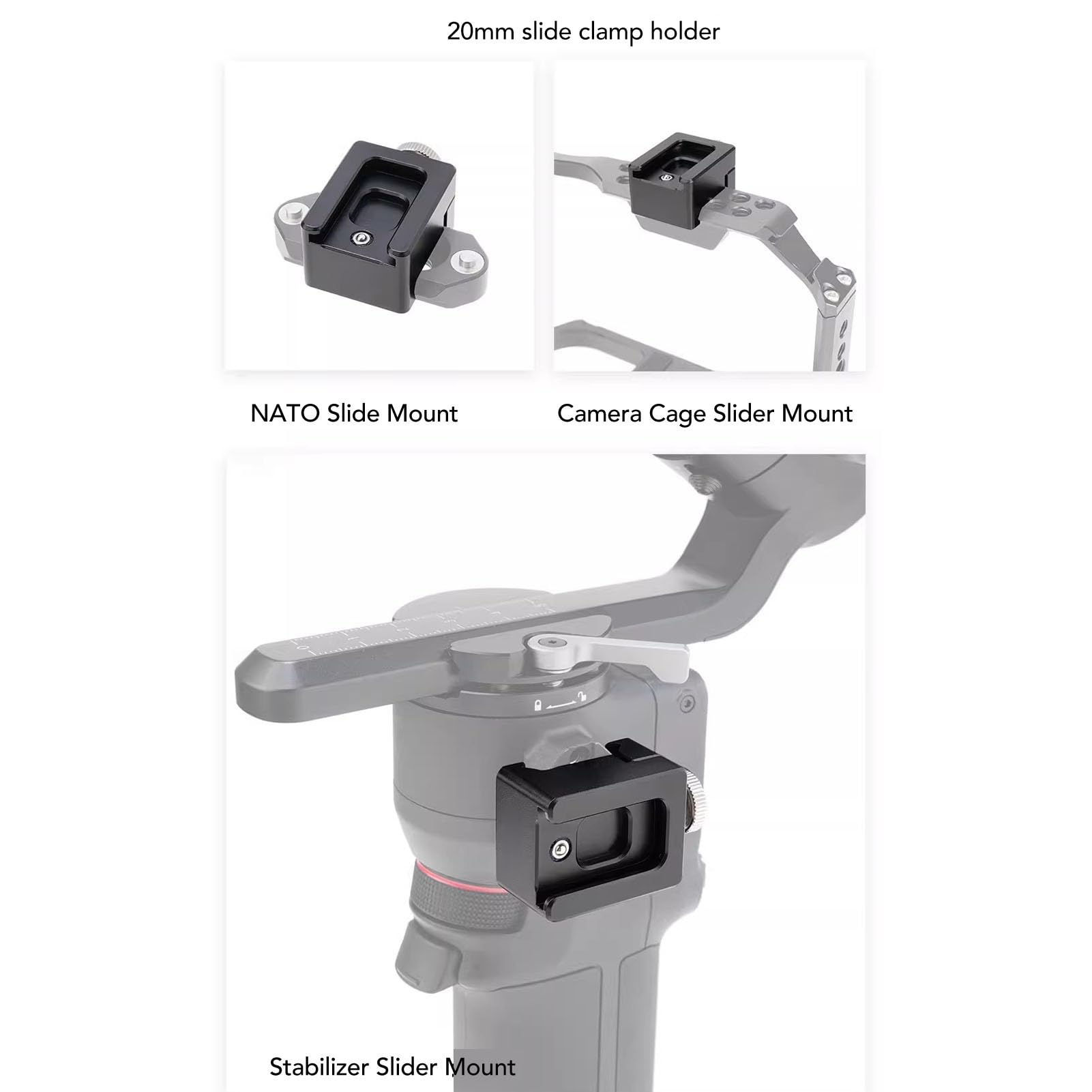 Jectse Adjustable Quick Release Slide Rail Clamp, Aluminum Alloy With Cold Shoe Mount For Ronin Rsc 2 Rs 3 Stabilizer, Suitable For Rs 3 Pro, Rs 4, And Rs 4 Pro, Premium