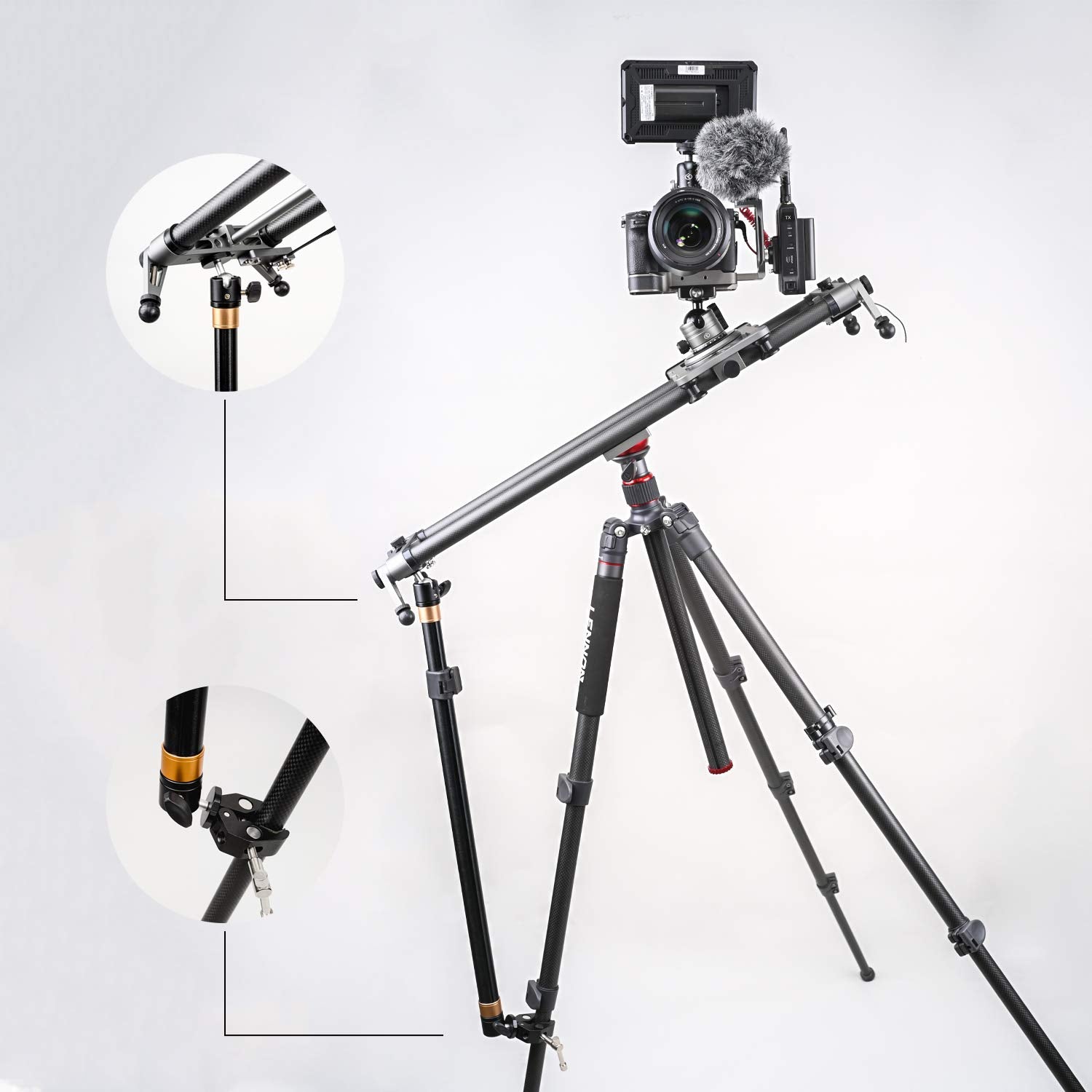 Akuge Tripod Stability Arms For Slider Camera Dolly Track Rail Increasing Stability Lightweight Adjustable Length (2 Arm In) - Akuge