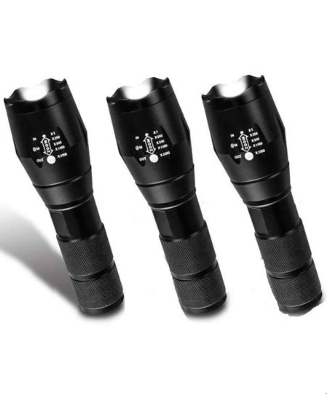 Wscxsc Bell & Howel 3 Pack High-Lumen Flashlight High Performance Flashlight In Black With 5 Modes And 200X Zoom