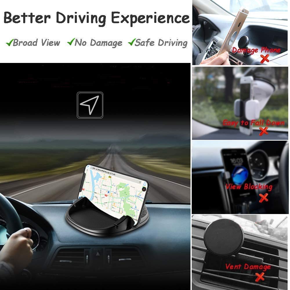 Daite Car Phone Holder, Car Phone Mount Cradle Silicone Phone Car Dashboard Car Pad Mat Various Dashboards, Anti-Slip Desk Phone Stand Compatible With Iphone, Samsung, Android Smartphones, Gps