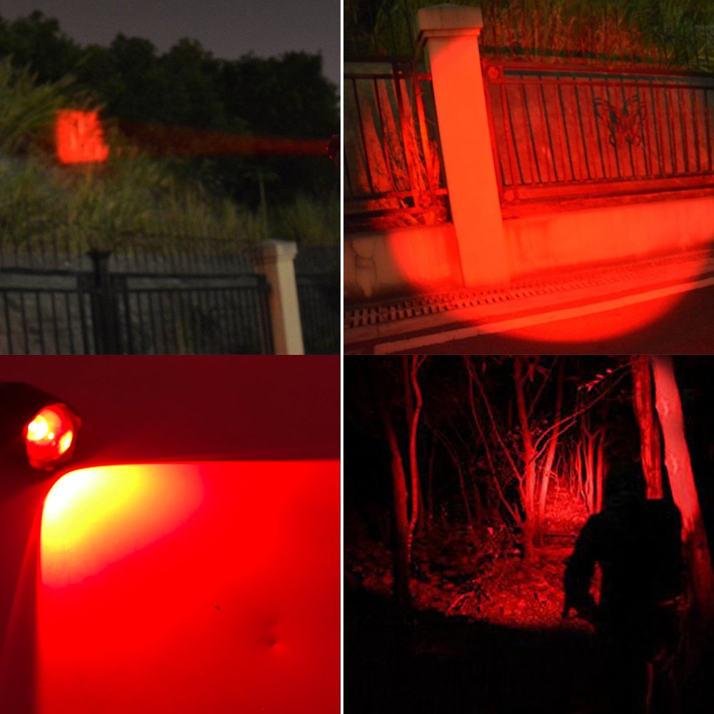 Aukvi 2 Pcs Powerful Red Led Flashlight - Long Range Red Hunting Light Torch, Zoombale, Waterproof, Best For Astronomy, Aviation, Night Observation