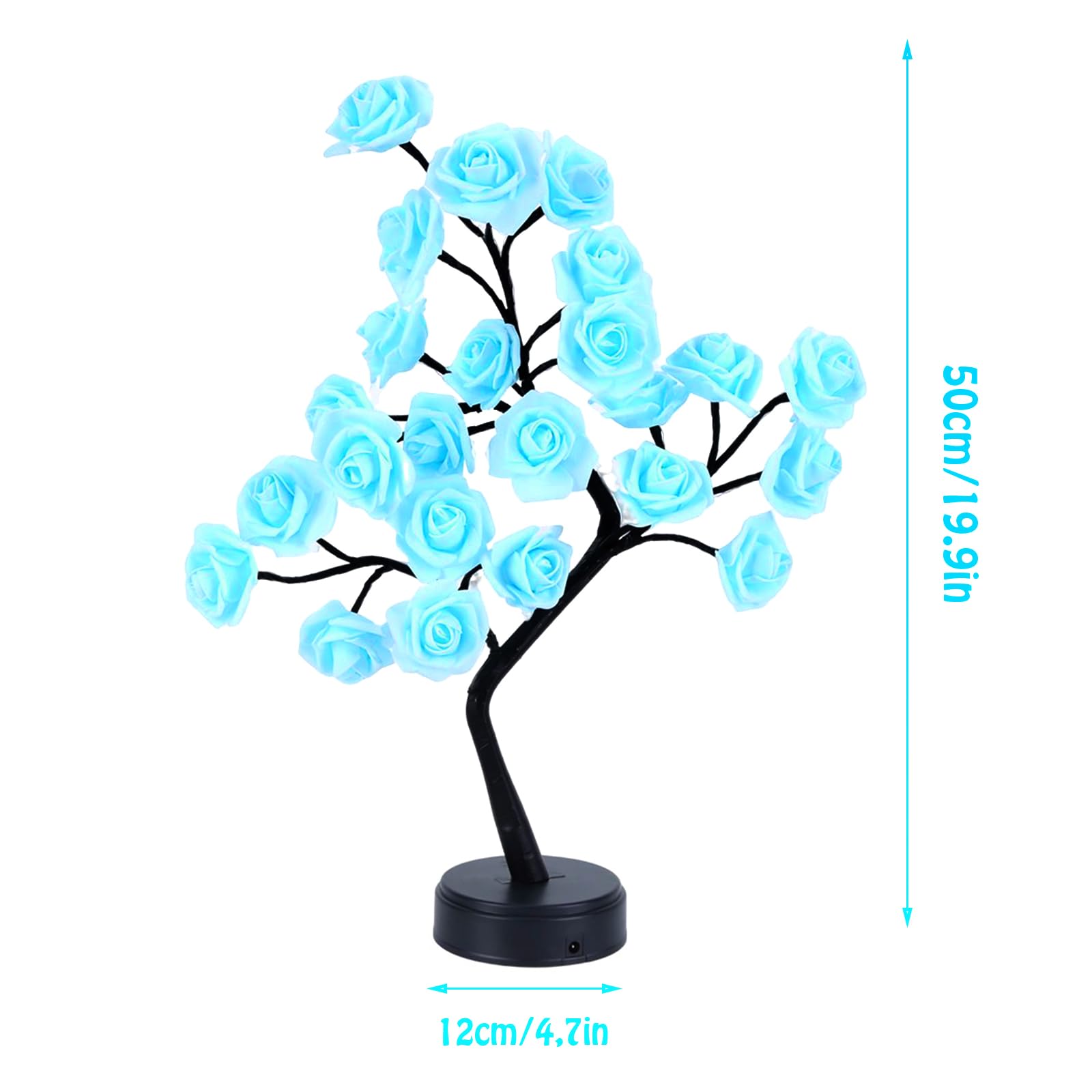 Bonlting Rose Flower Tree Lamp, Led Rose Bedside Table Lamp Battery Powered Or Usb Adapter, Nightstand Lamp For Living Room, Bedroom, Office For Mother’S Day Anniversary Birthday (Blue)
