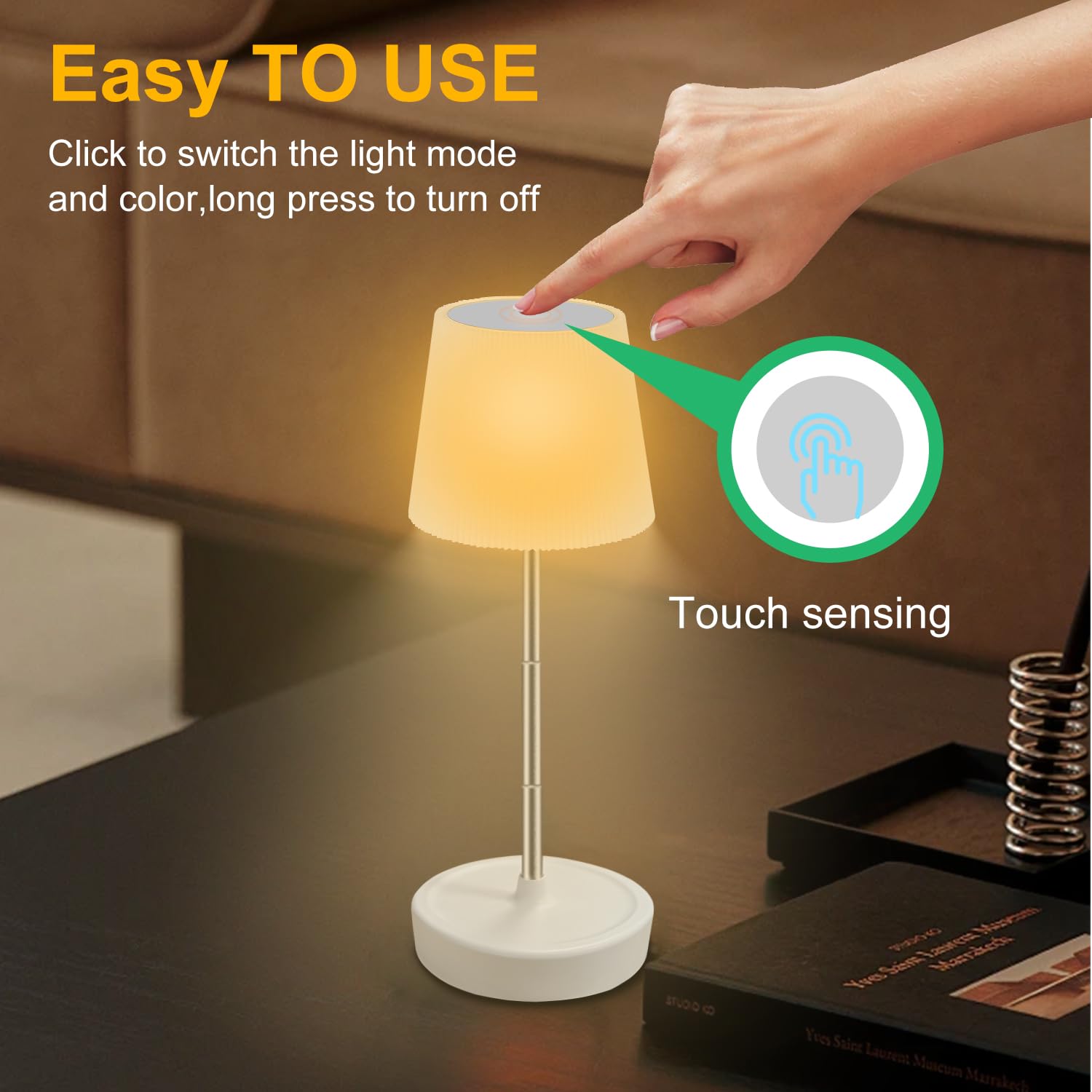 Lalaku Bedside Table Lamps Charging For Bedroom: Rechargeable Touch Small Desk Lamp 3 Way Dimmable Usb-Port For Room Decor