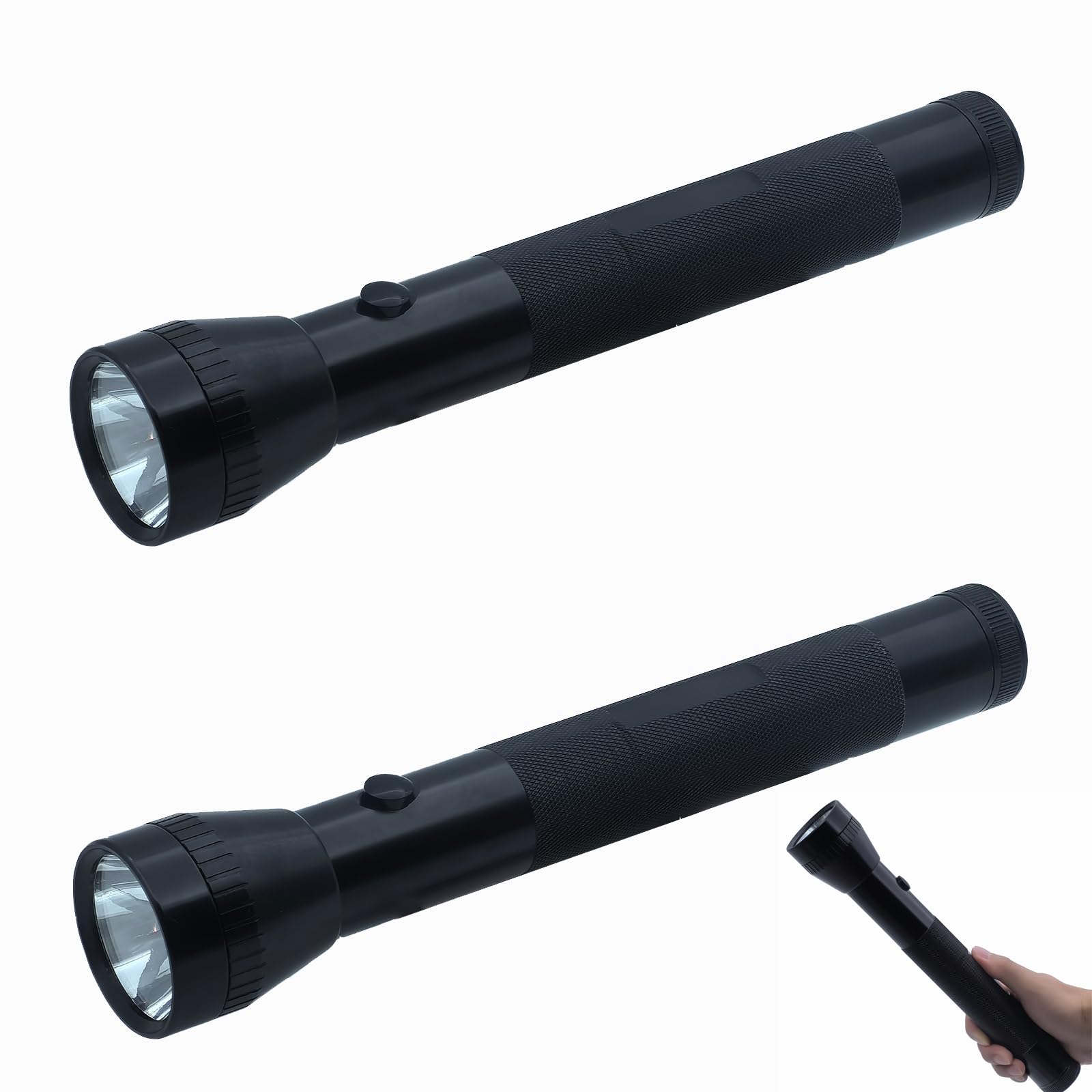 Darlur Heavy Duty 3 D Cell Battery Led Big Flashlights, High Lumens,For Home Emergency，Single Mode, Ourdoor，Aluminum(2 Pack)