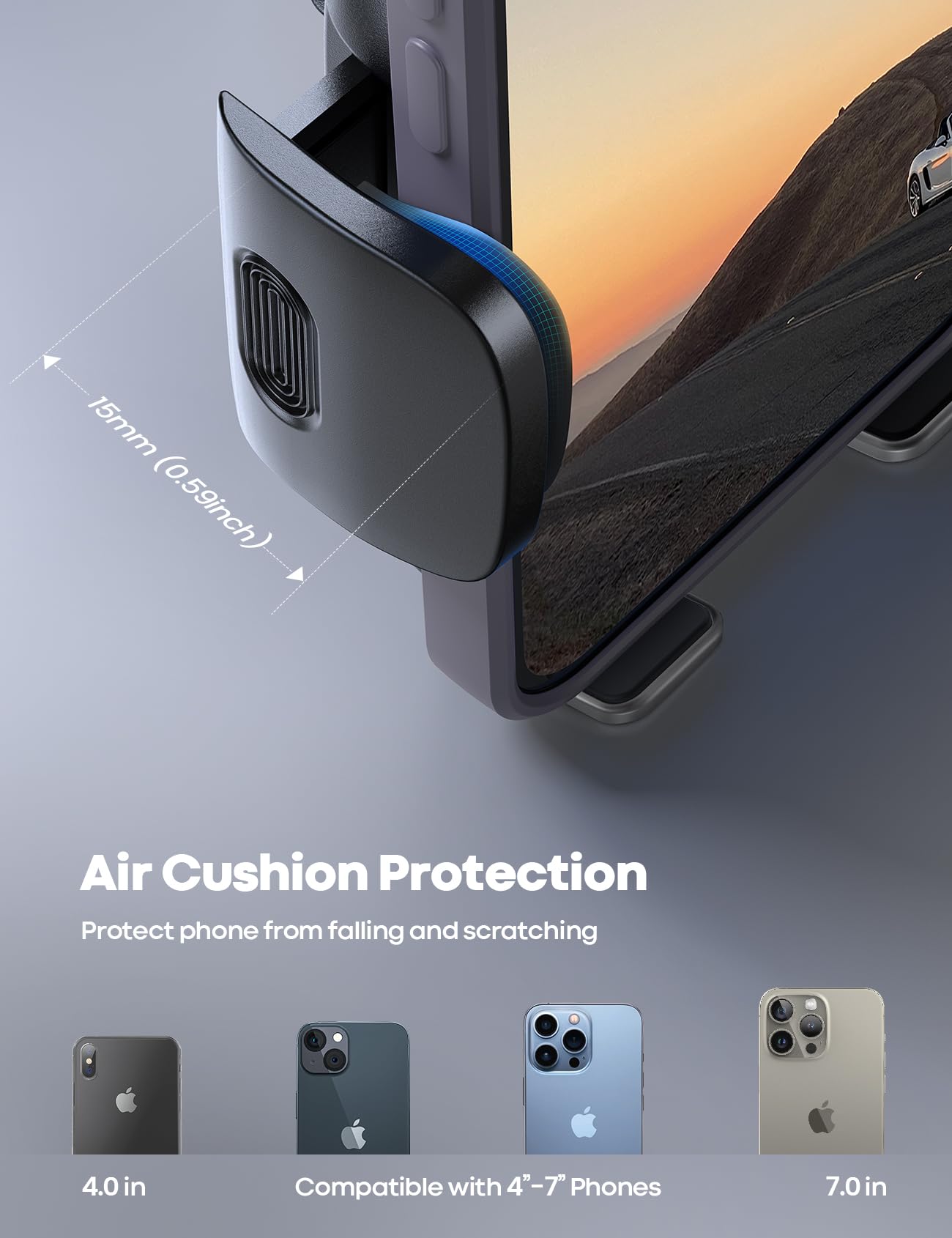 Lamicall Phone Holders For Your Car - Wider Spring Clamp [Big Phone Friendly] Air Vent Cell Phone Holder Car Mount Automobile Cradle Air Vent Clip For Iphone 15 14 13 Pro Max Smartphone - Dark